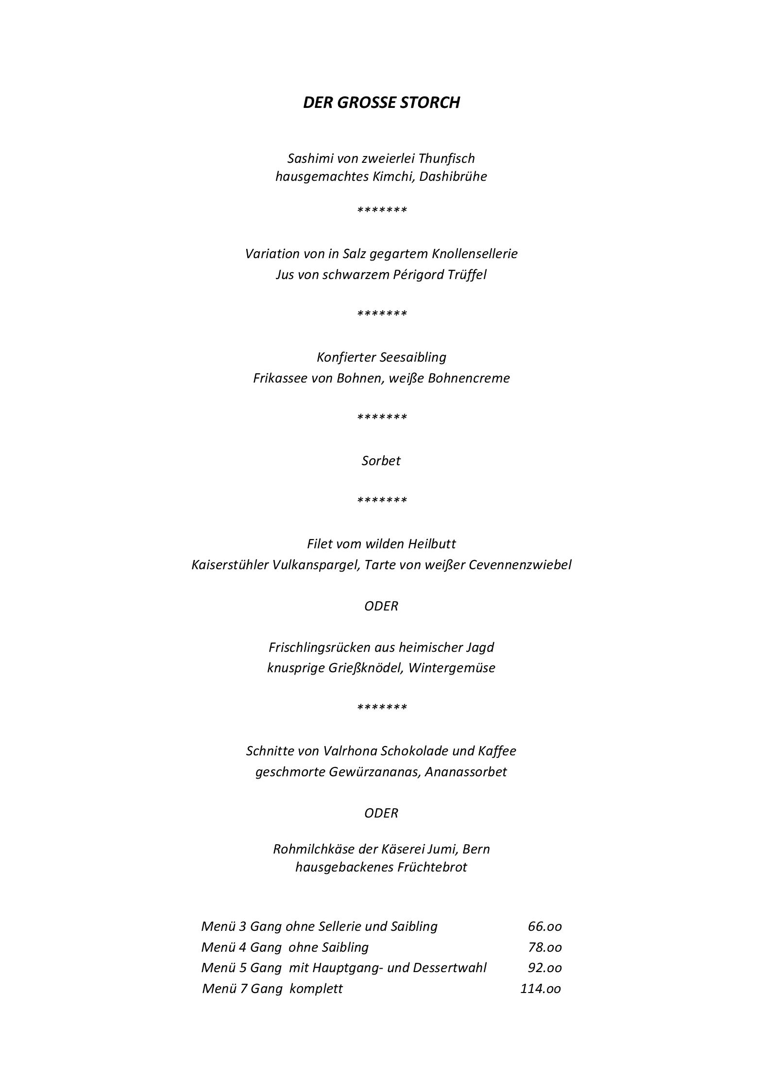 Speisekarte Storchen Restaurant Hotel in Bad Krozingen, Seite 2