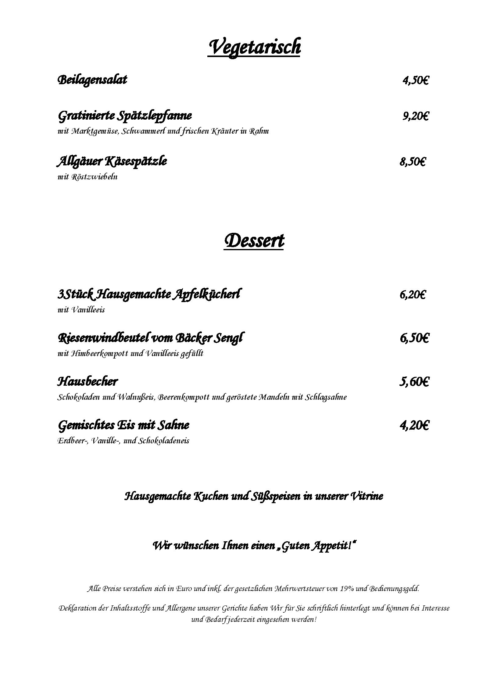 Speisekarte Gaststätte Mooshäusl in Ingolstadt, Seite 3