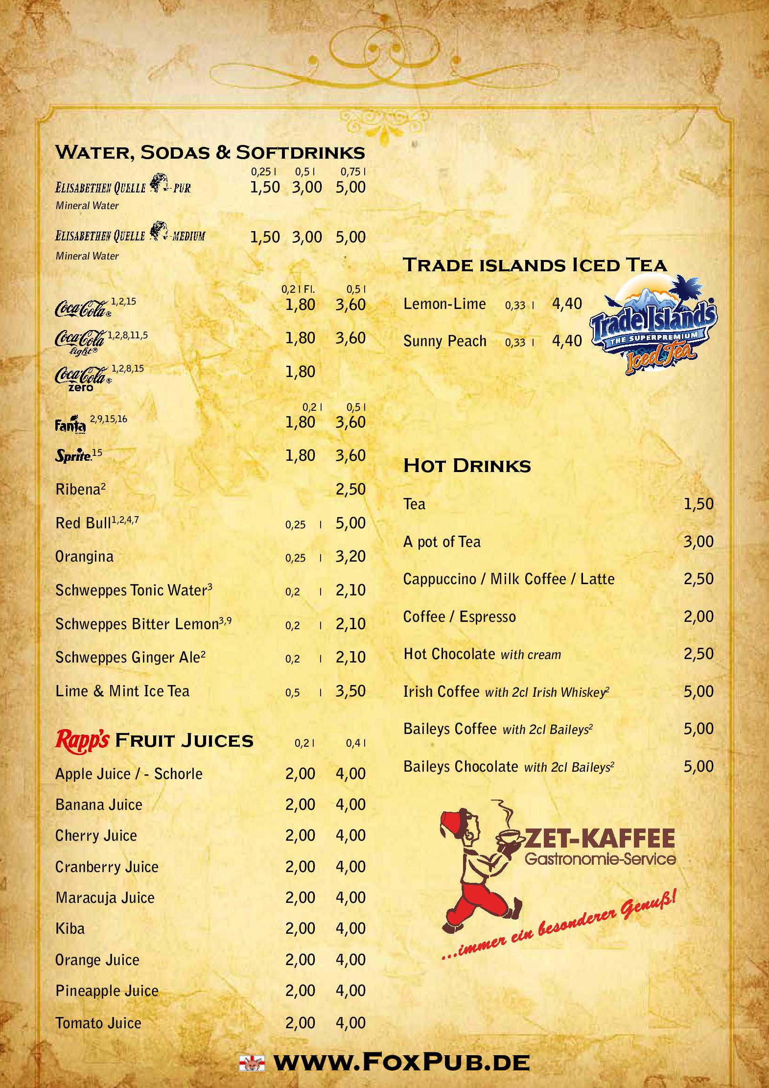 Speisekarte The Fox & Hound in Frankfurt am Main, Seite 9