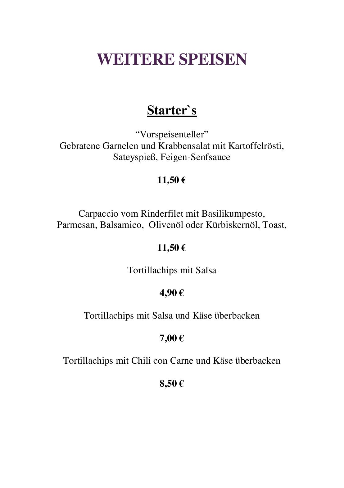 Speisekarte CA-BA-LU Bar-Restaurant in München, Seite 8