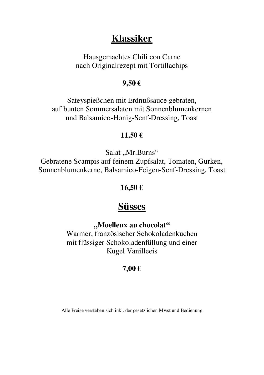 Speisekarte CA-BA-LU Bar-Restaurant in München, Seite 9