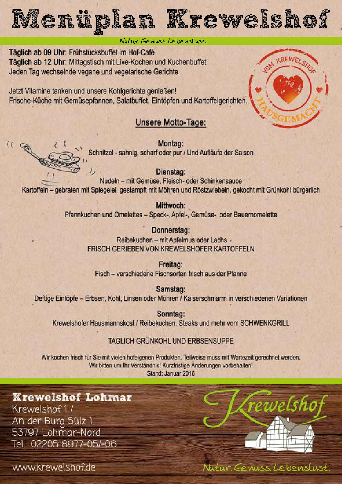 Speisekarte Krewelshof in Lohmar, Seite 1