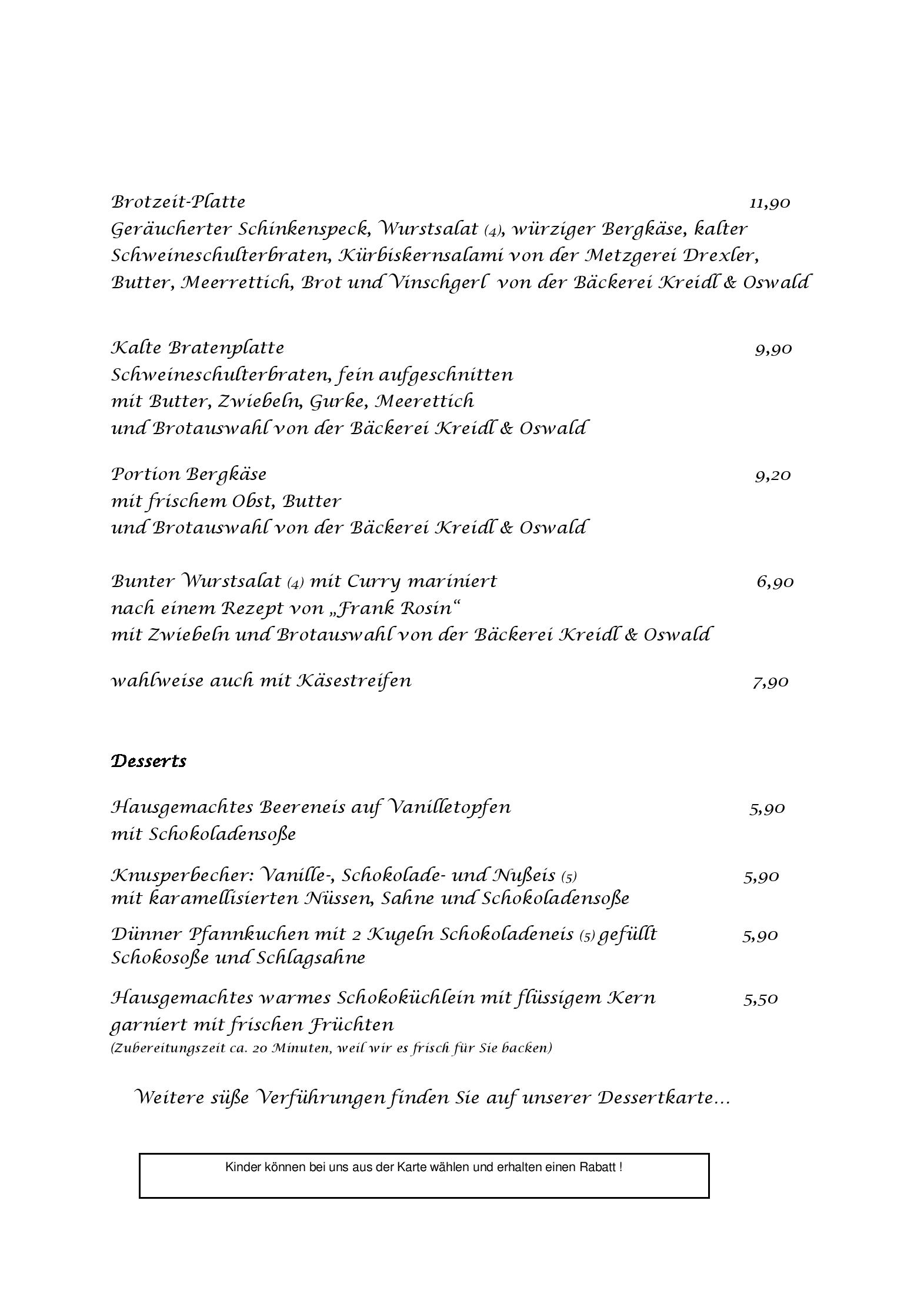 Speisekarte Hotel & Restaurant Alpenglück in Schneizlreuth, Seite 3