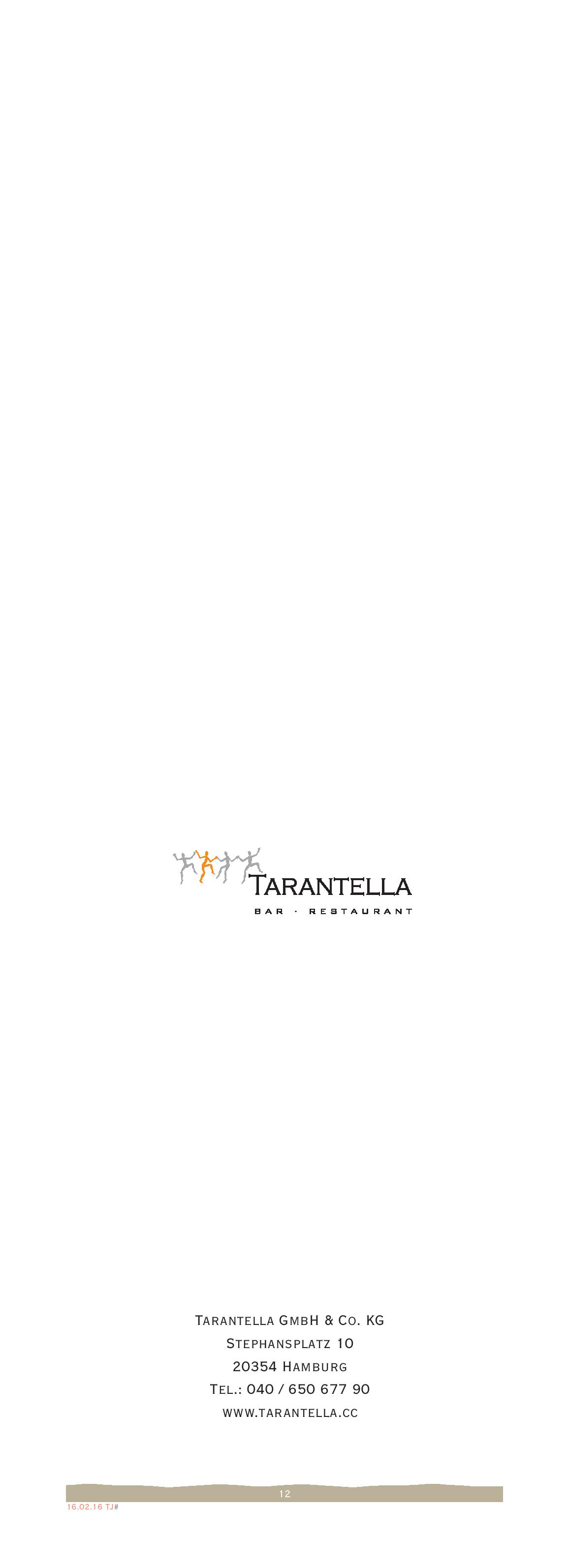 Speisekarte Tarantella in Hamburg, Seite 12
