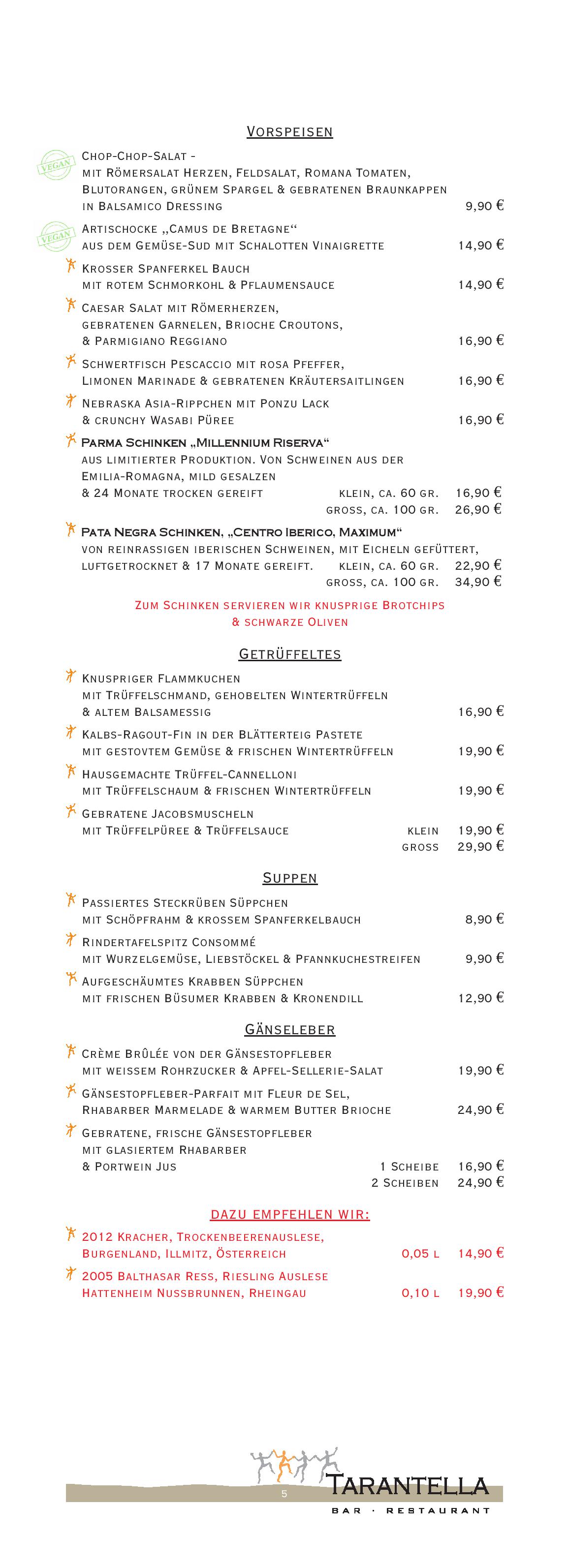 Speisekarte Tarantella in Hamburg, Seite 5