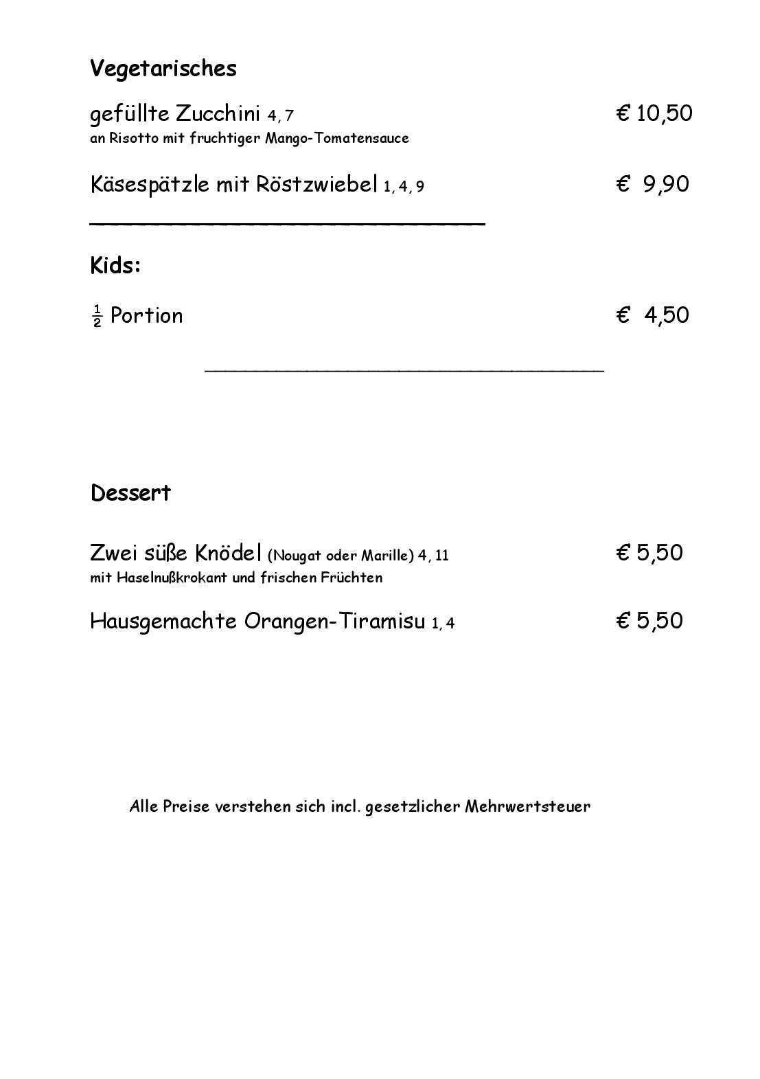 Speisekarte Osteria Gerichtsschänke in Taucha, Seite 3