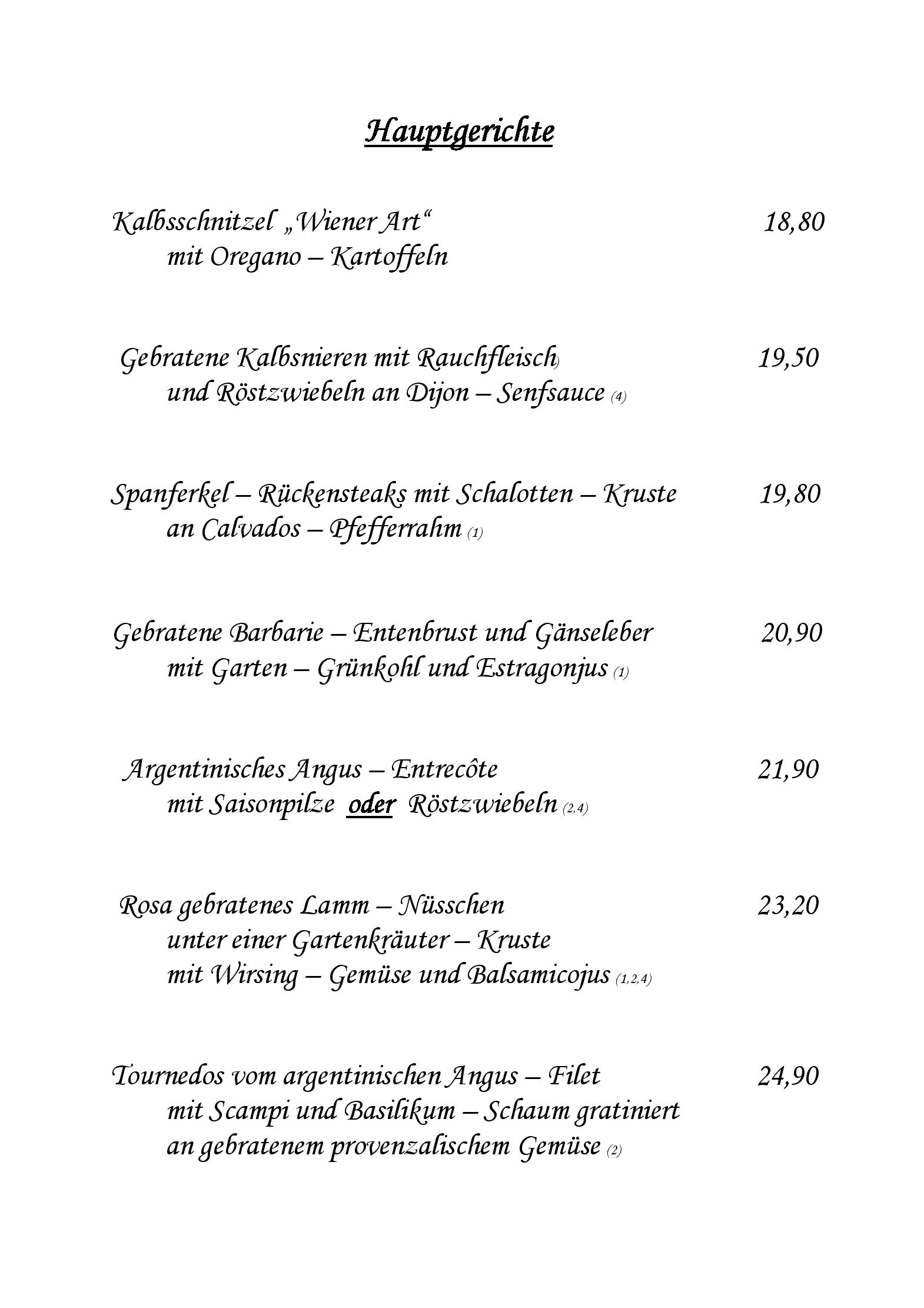 Speisekarte Kupfer-Pfanne in Trier, Seite 2
