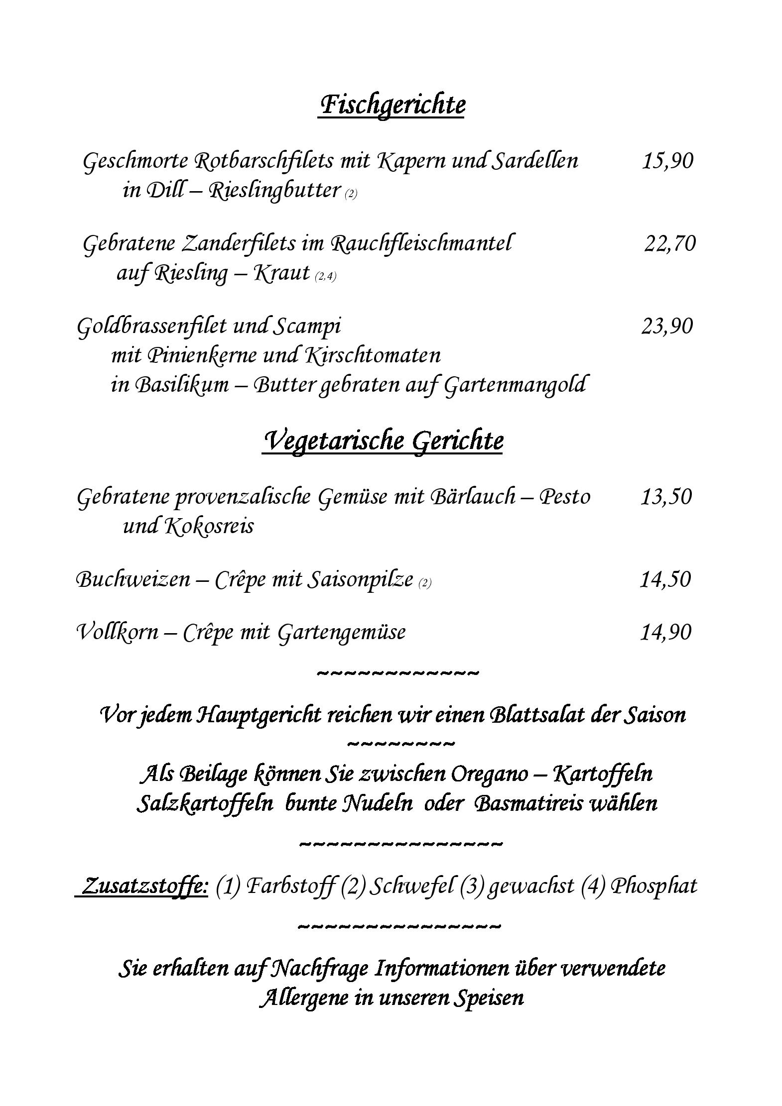 Speisekarte Kupfer-Pfanne in Trier, Seite 3