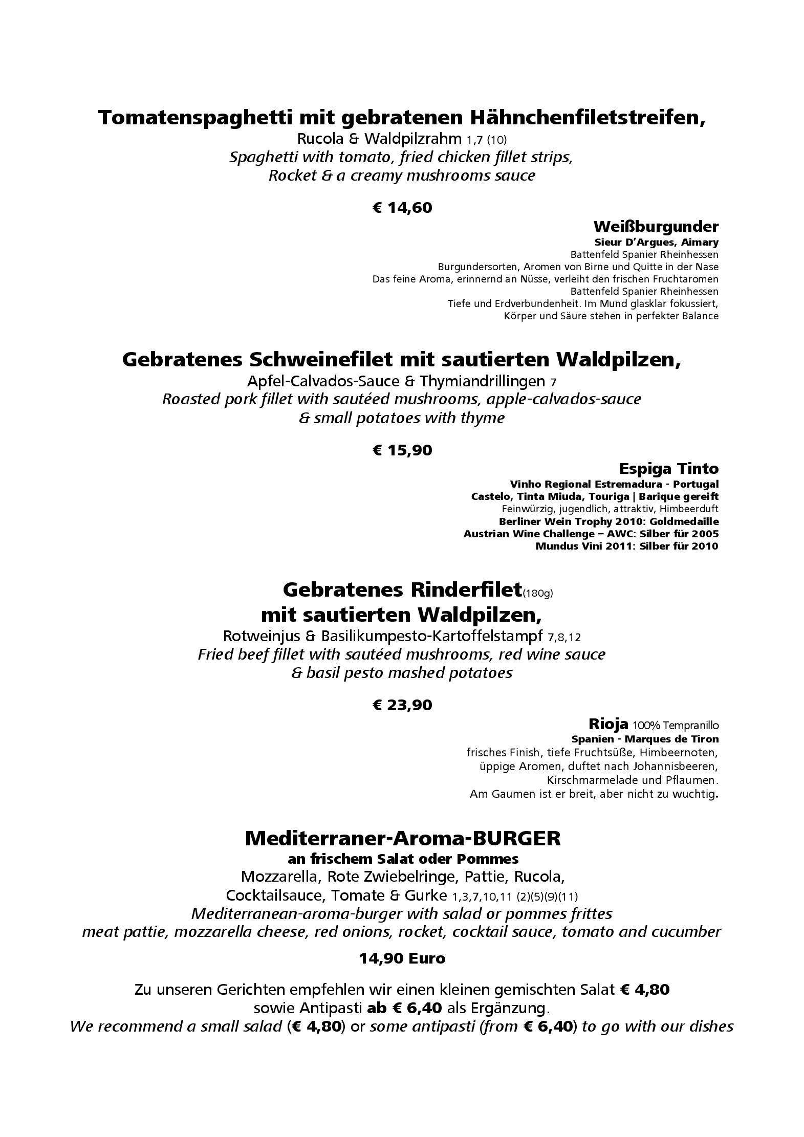 Speisekarte Aroma in Dresden, Seite 4