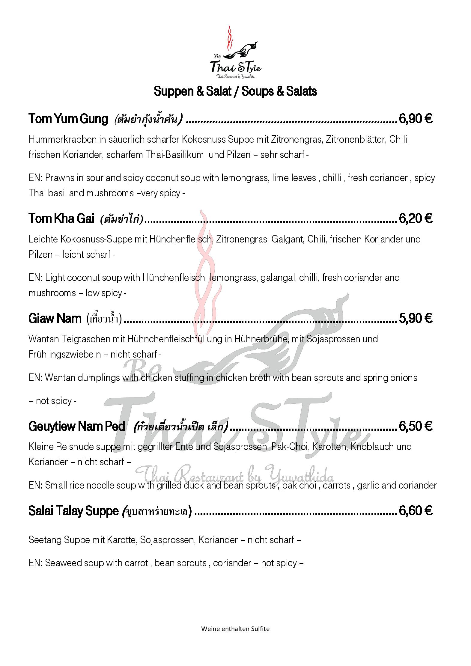 Speisekarte Be Thai Style - Thai Restaurant in München, Seite 6