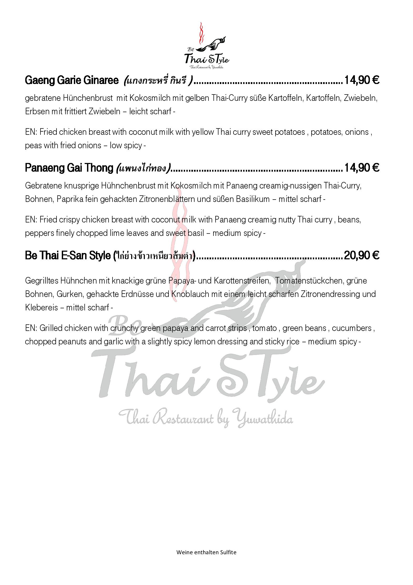 Speisekarte Be Thai Style - Thai Restaurant in München, Seite 11