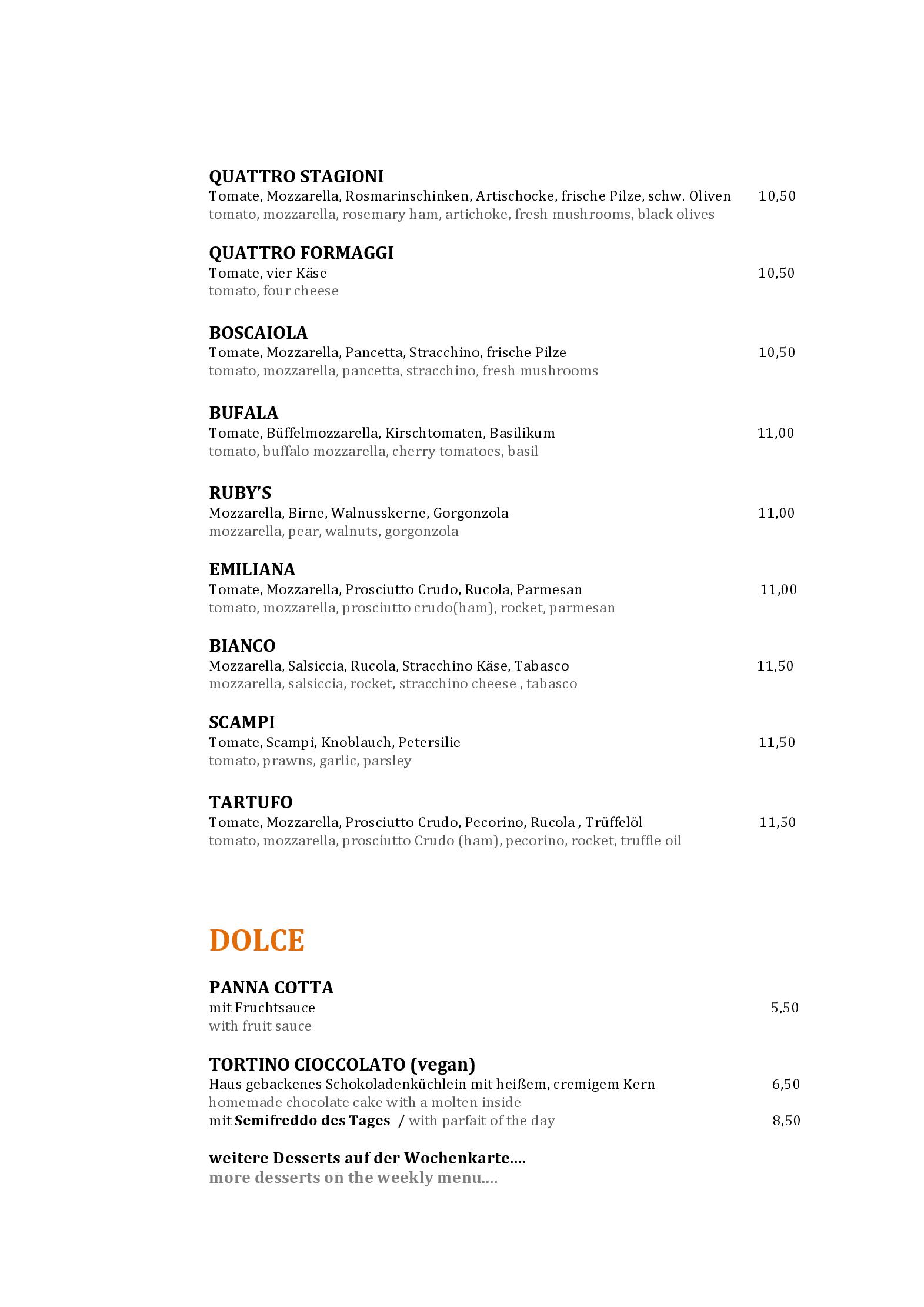 Speisekarte Rubys in Berlin, Seite 5