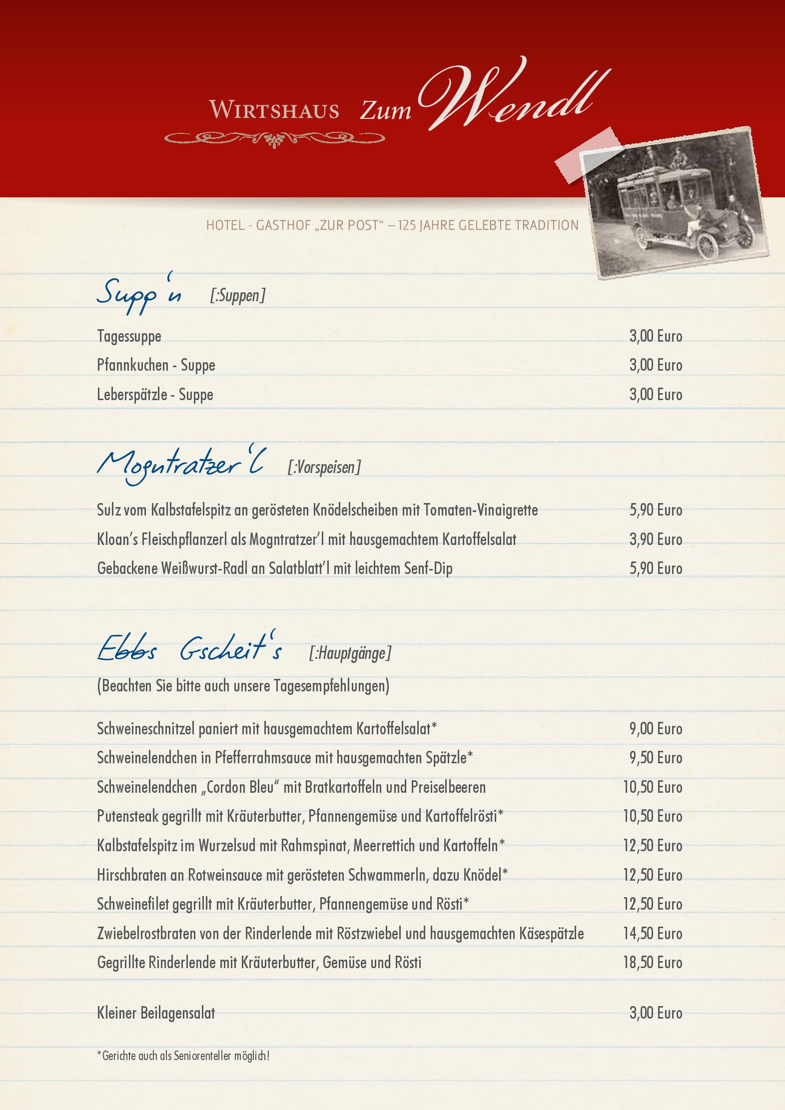 Speisekarte Hotel-Gasthof Zur Post in Freyung, Seite 3