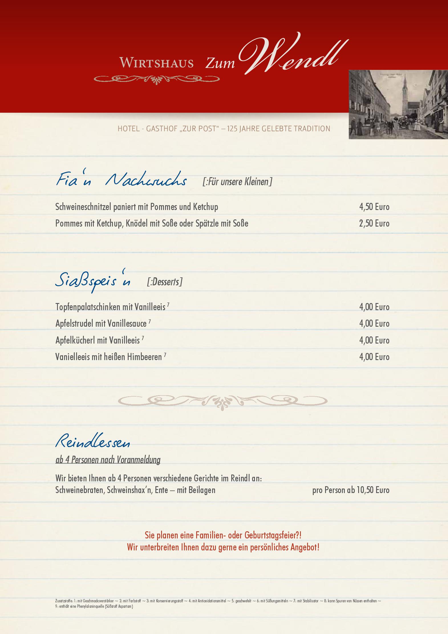 Speisekarte Hotel-Gasthof Zur Post in Freyung, Seite 5