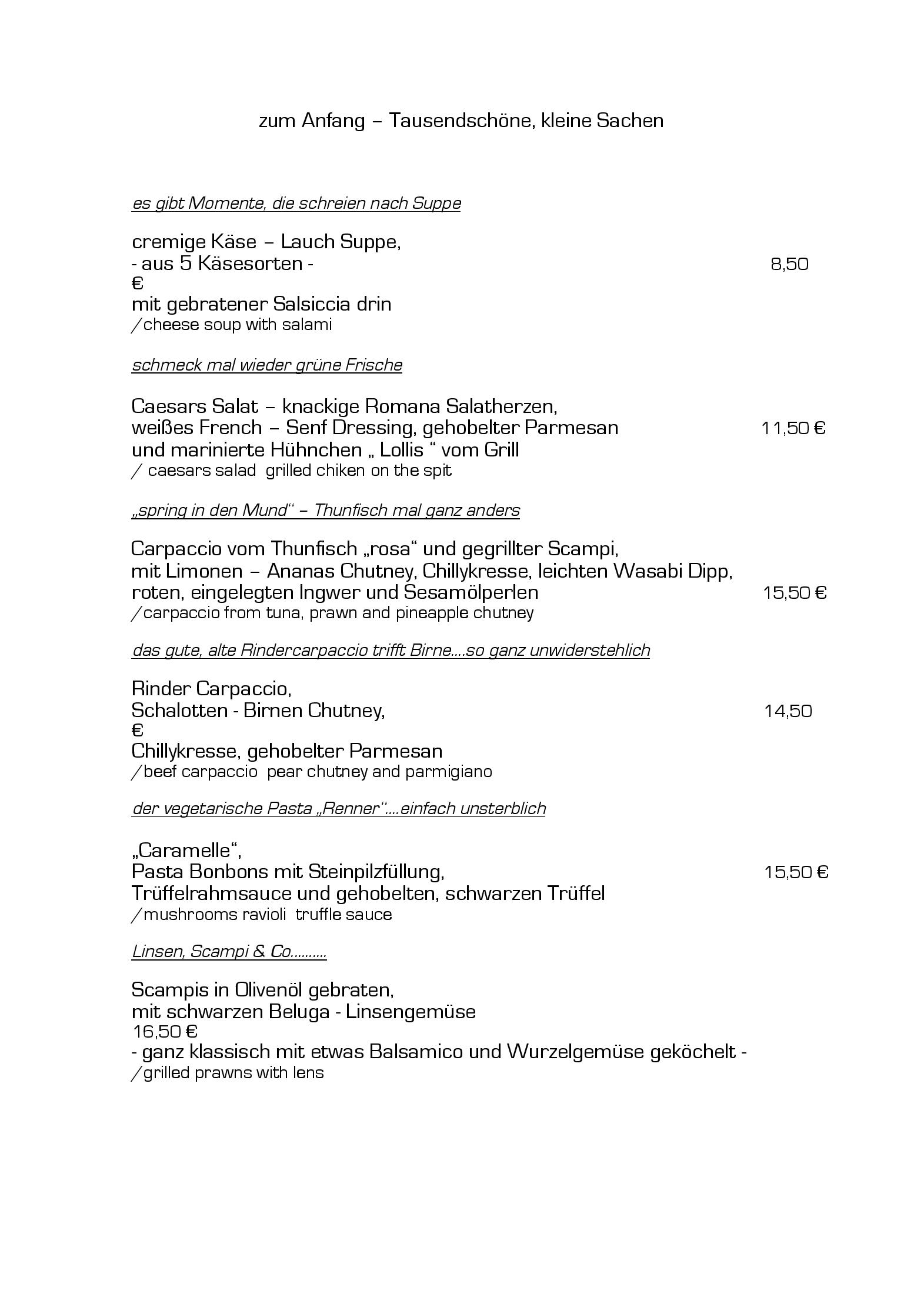 Speisekarte Forissimo Aromen, Vielfalt, Genuss in Bonn, Seite 2