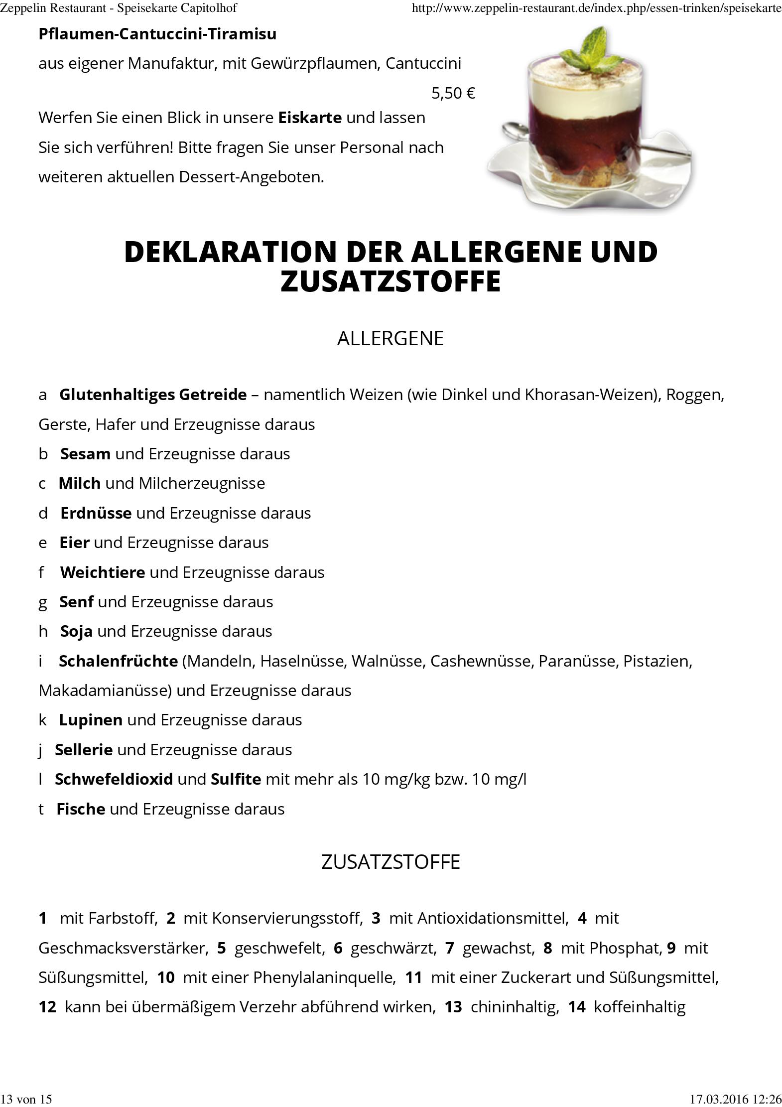 Speisekarte Zeppelin Restaurant in Schwerin, Seite 13