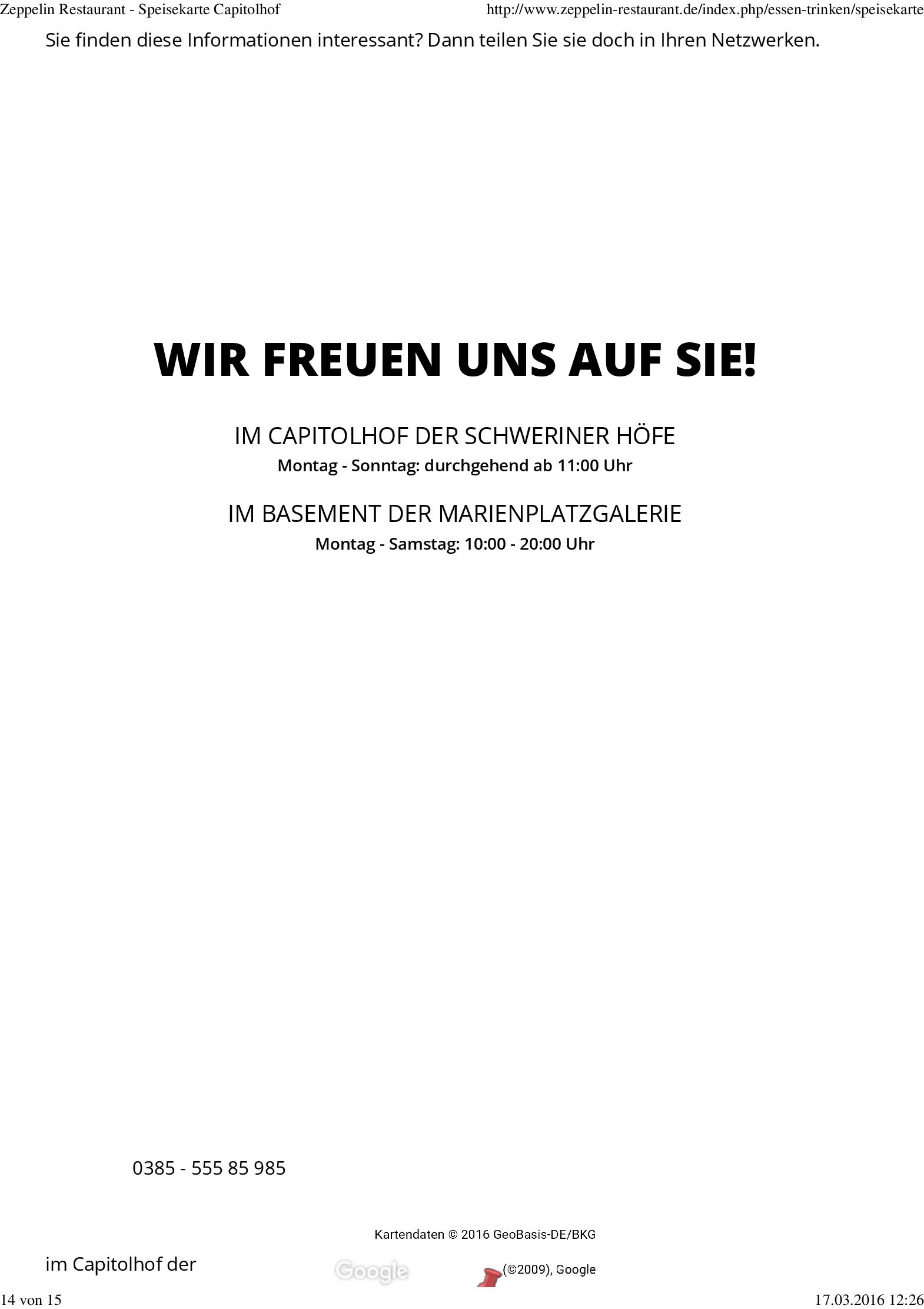 Speisekarte Zeppelin Restaurant in Schwerin, Seite 14