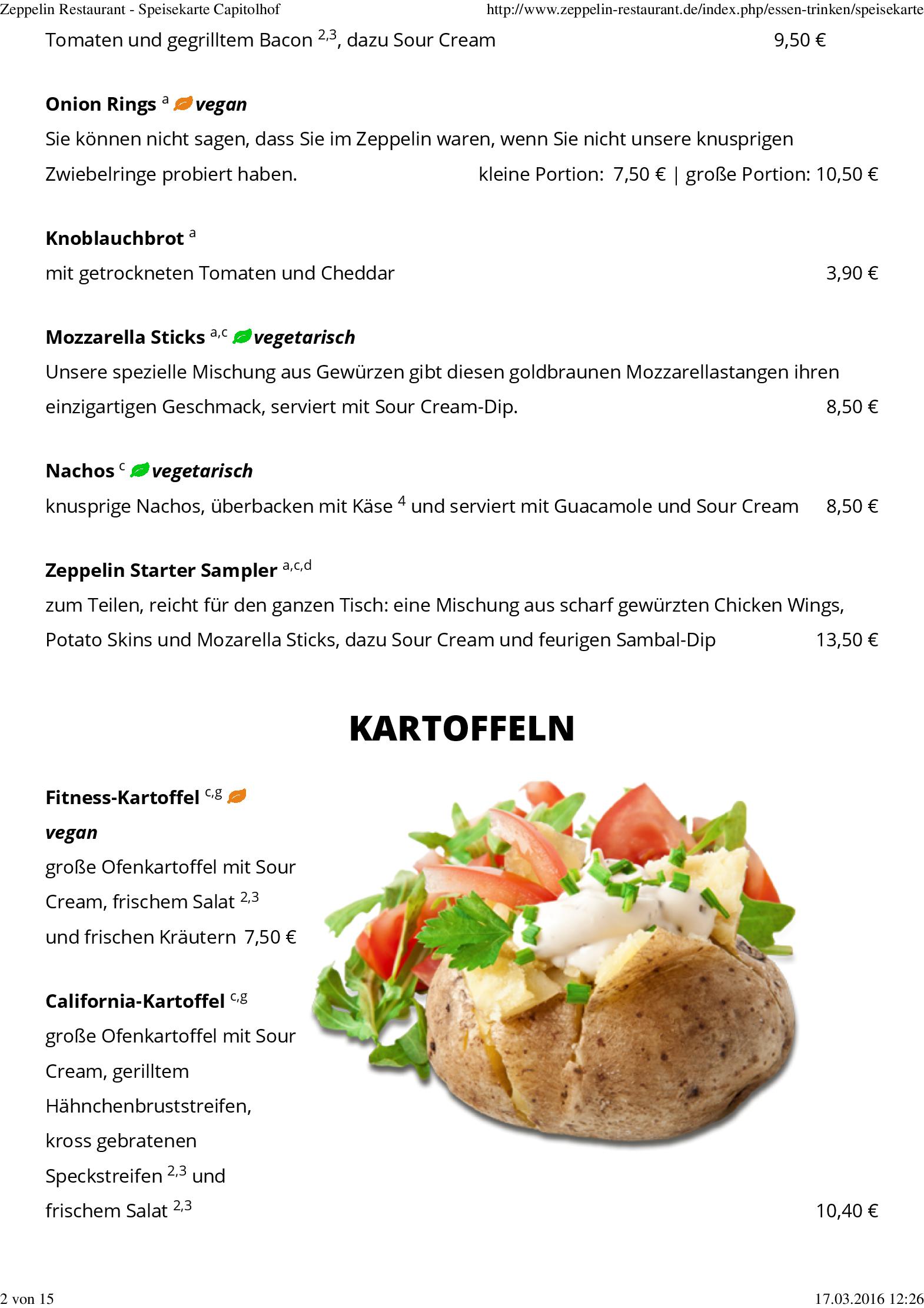 Speisekarte Zeppelin Restaurant in Schwerin, Seite 2