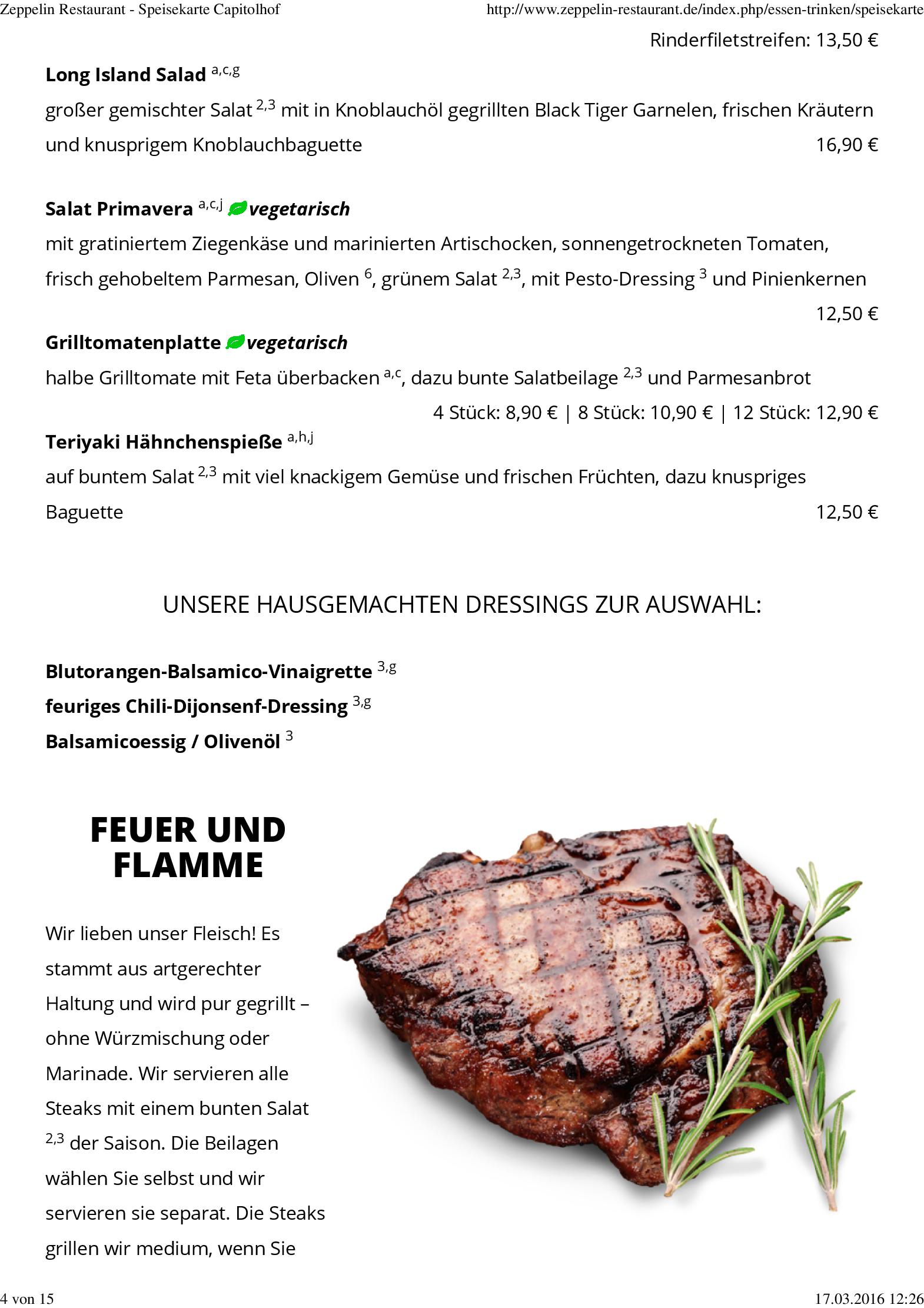 Speisekarte Zeppelin Restaurant in Schwerin, Seite 4