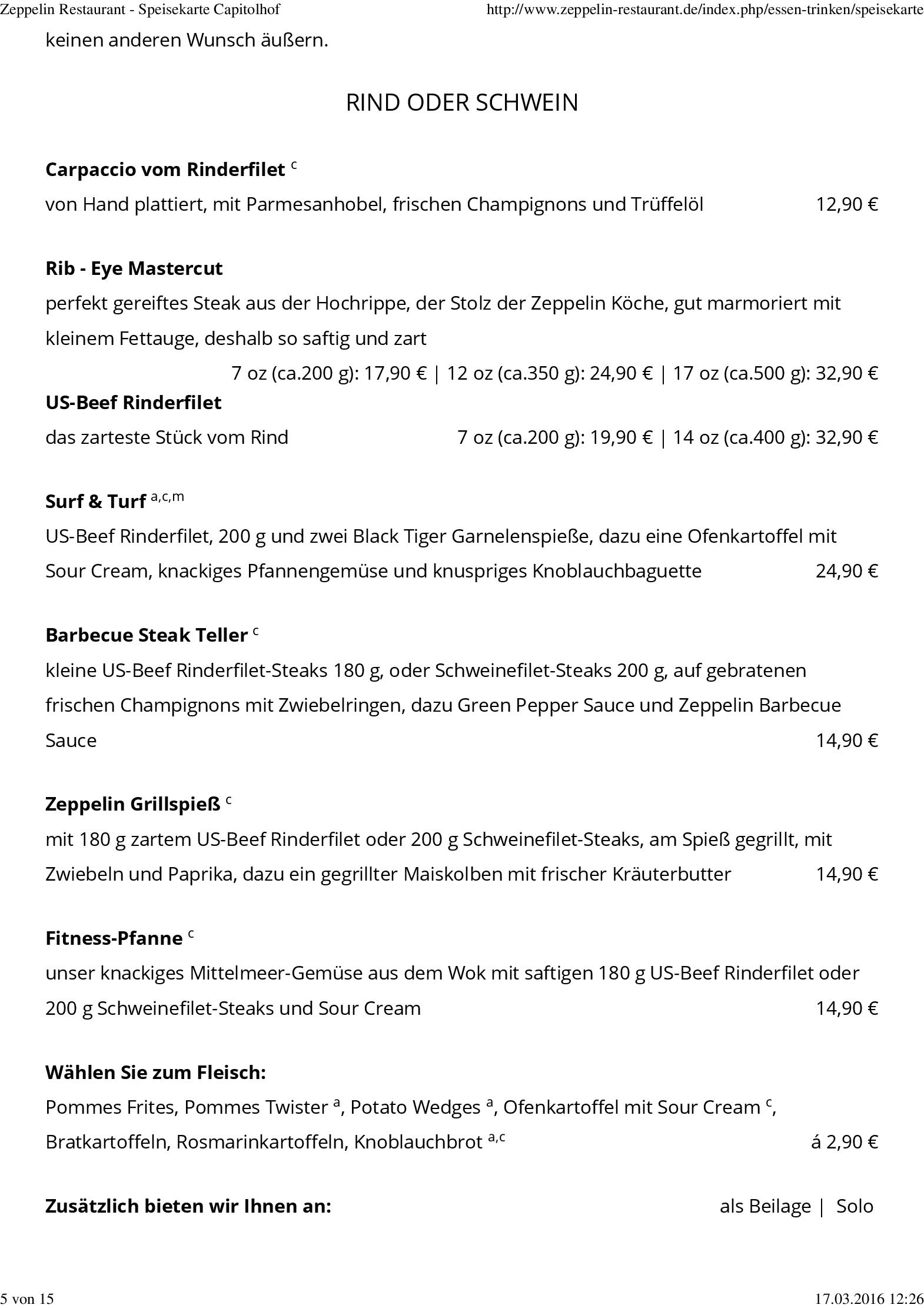 Speisekarte Zeppelin Restaurant in Schwerin, Seite 5
