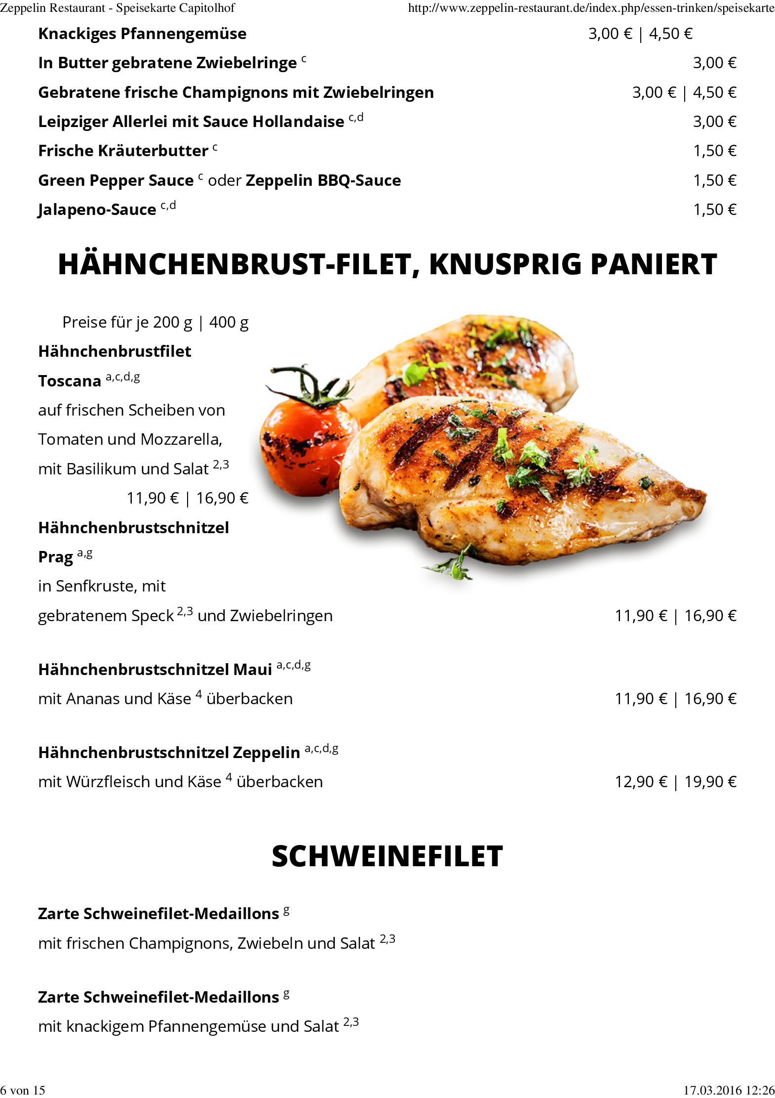 Speisekarte Zeppelin Restaurant in Schwerin, Seite 6