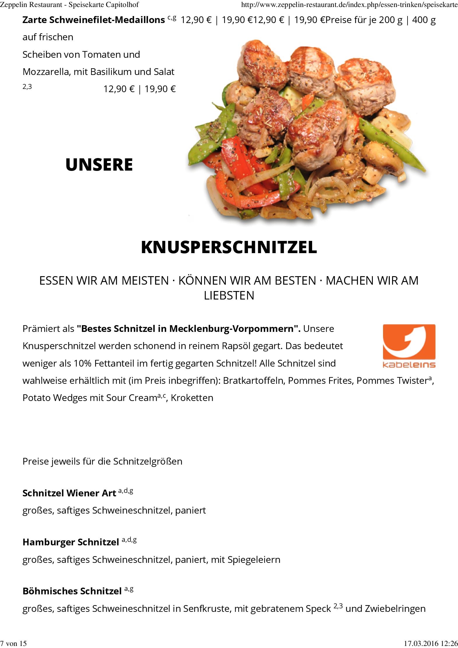 Speisekarte Zeppelin Restaurant in Schwerin, Seite 7