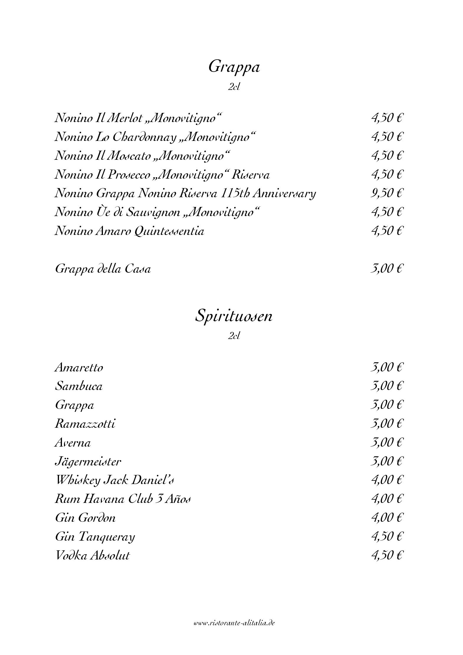 Speisekarte Ristorante Alitalia in Hamburg, Seite 10