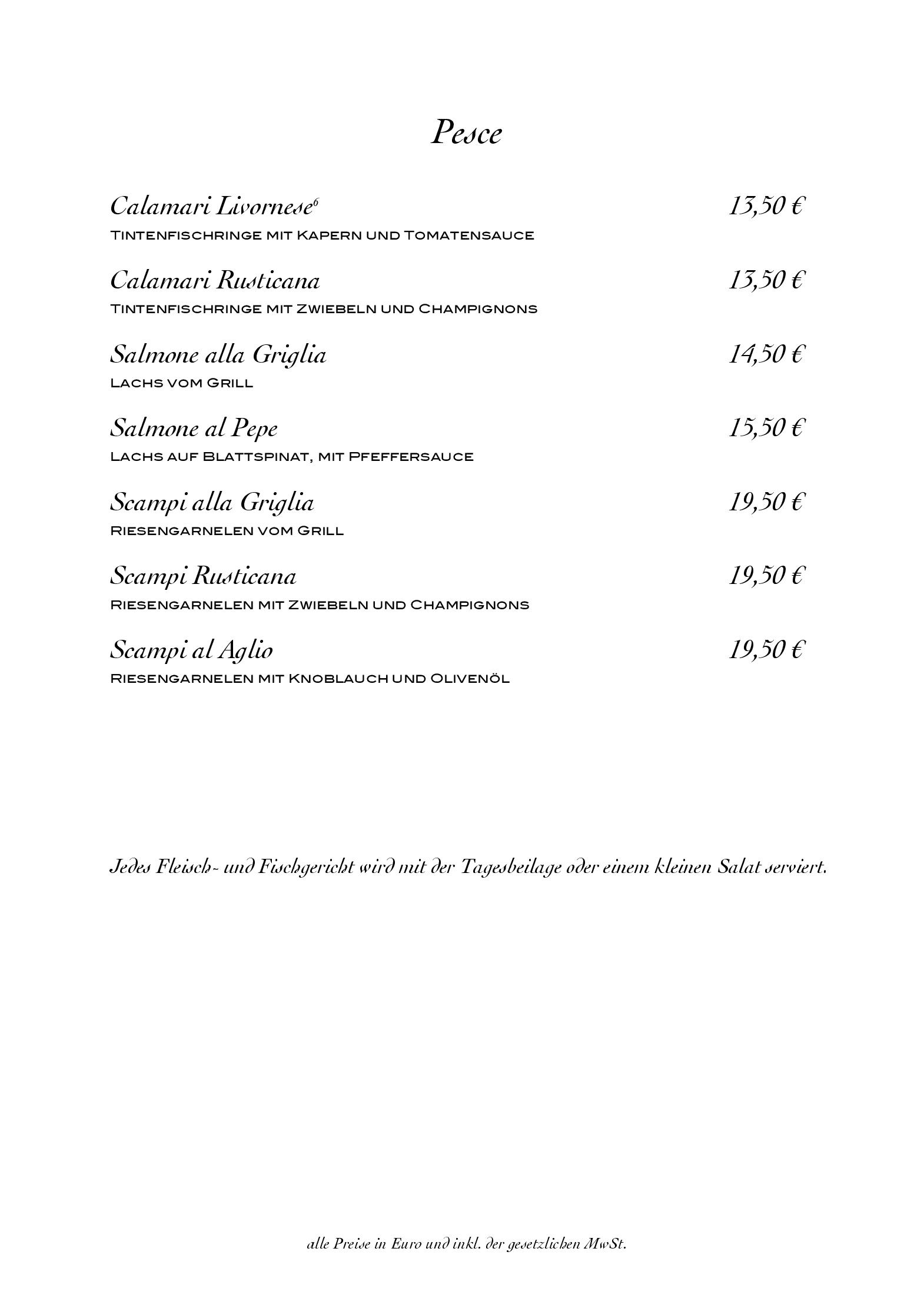 Speisekarte Ristorante Alitalia in Hamburg, Seite 7
