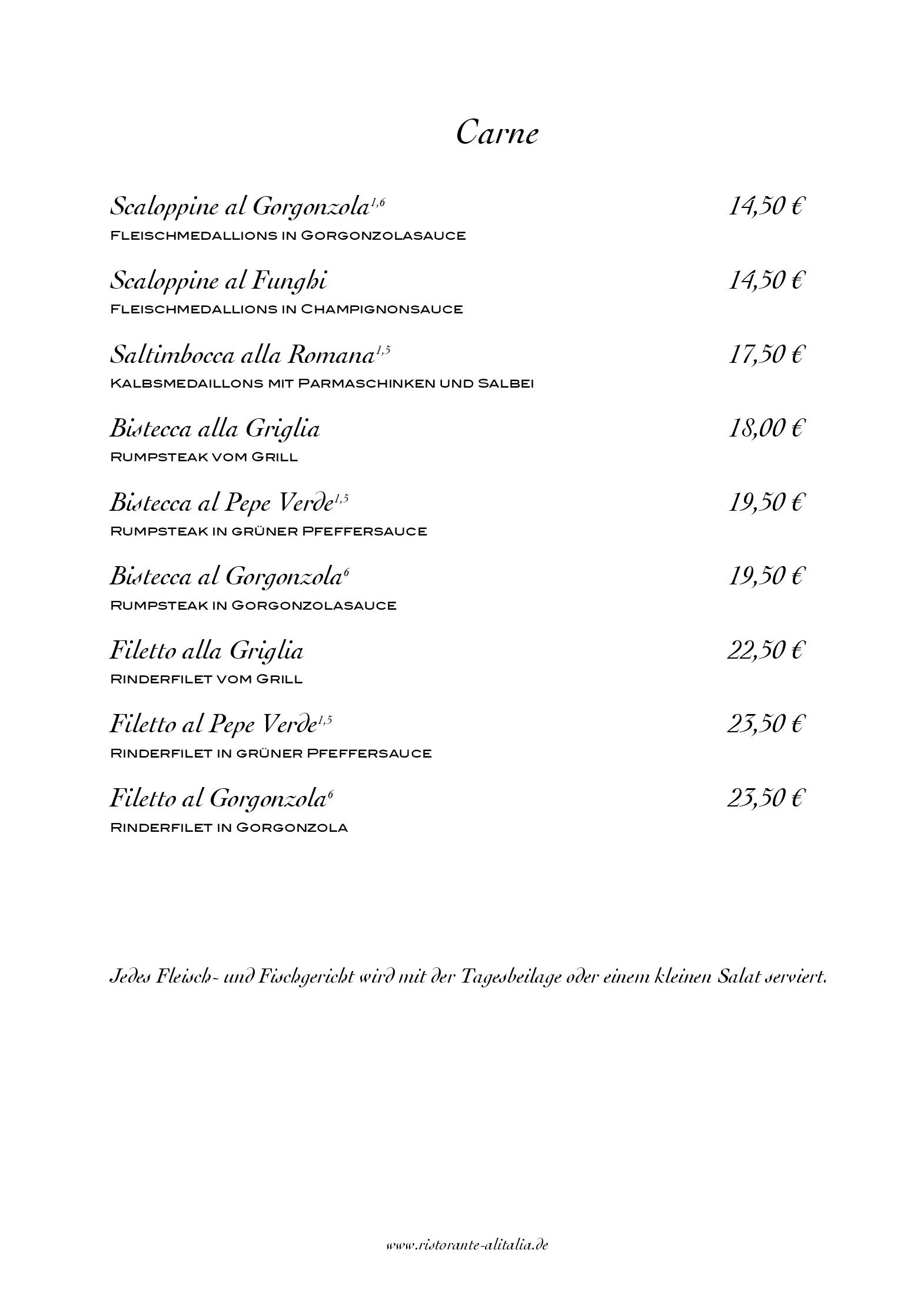 Speisekarte Ristorante Alitalia in Hamburg, Seite 8
