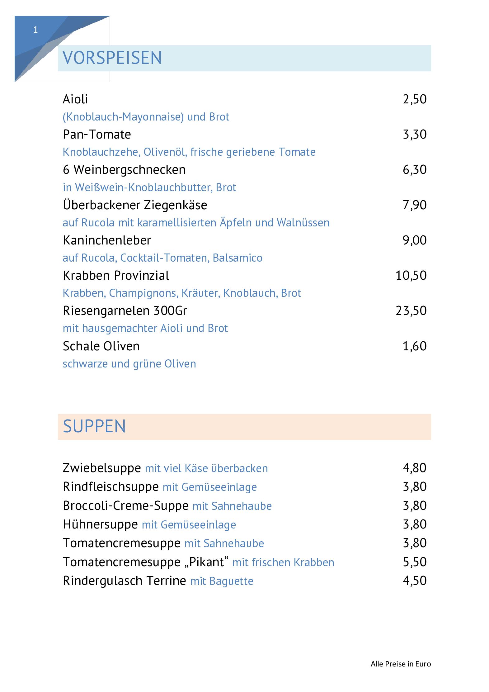 Speisekarte Anton Steaks in Pulheim, Seite 1