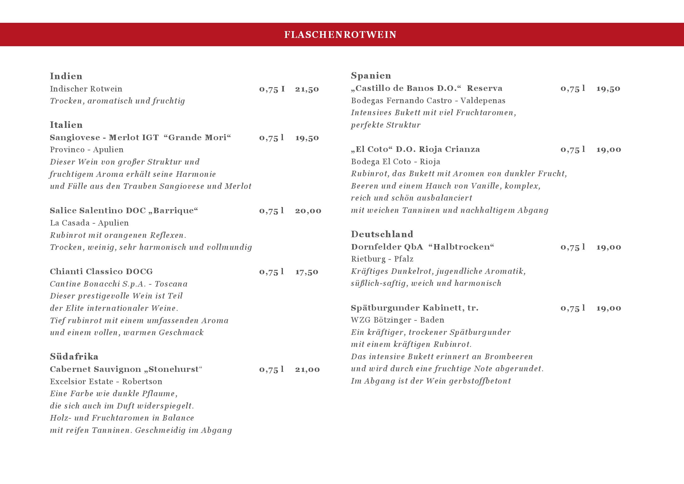 Speisekarte Rasas Westend in Berlin, Seite 25