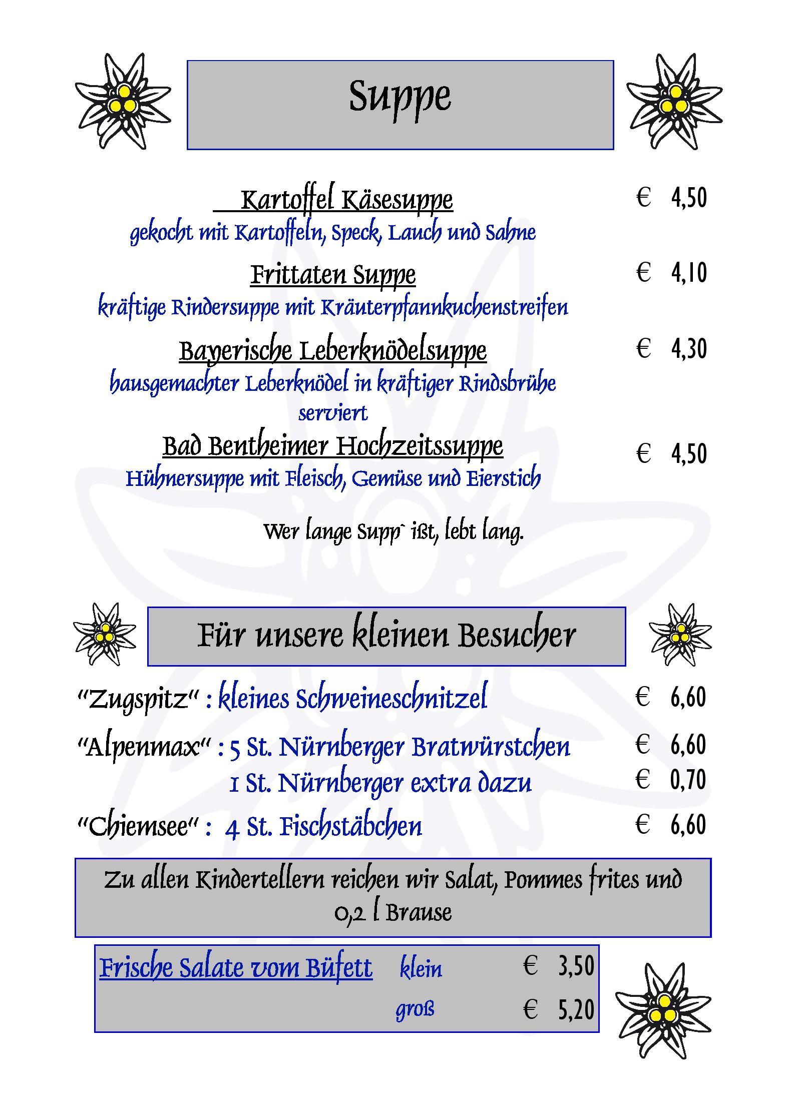 Speisekarte Edel Weiss Restaurant und Hotel in Bremen, Seite 1