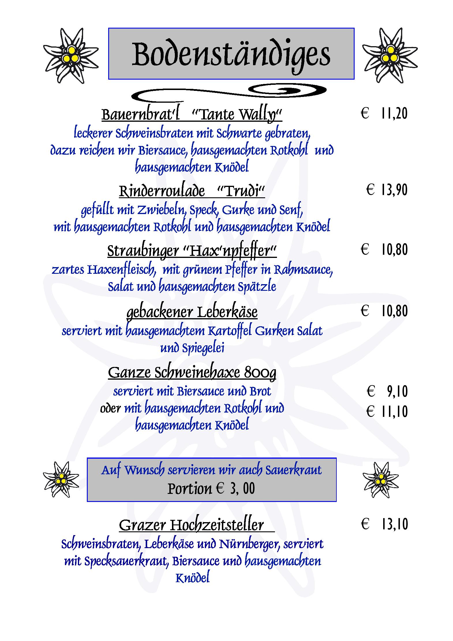 Speisekarte Edel Weiss Restaurant und Hotel in Bremen, Seite 3
