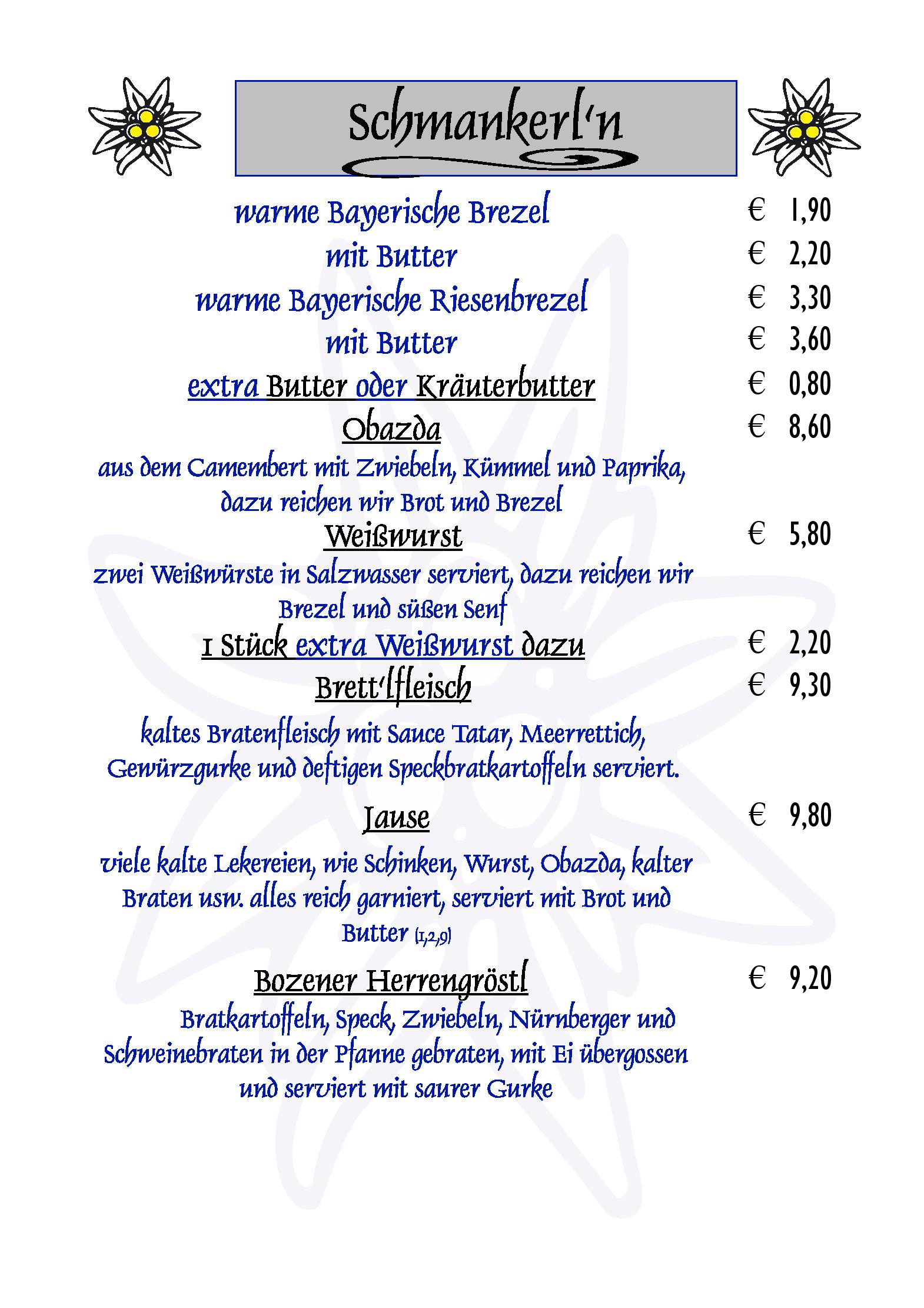 Speisekarte Edel Weiss Restaurant und Hotel in Bremen, Seite 5
