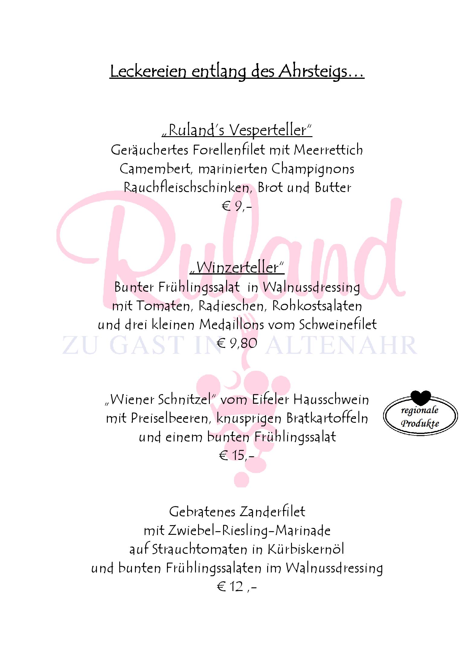 Speisekarte Hotel-Restaurant Ruland  in Altenahr , Seite 3