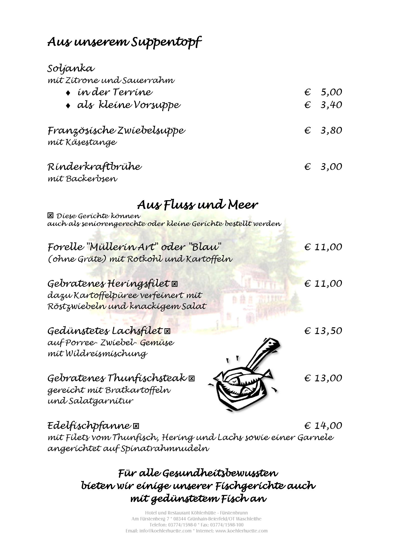 Speisekarte Hotel und Restaurant Köhlerhütte-Fürstenbrunn in Beierfeld, Seite 3