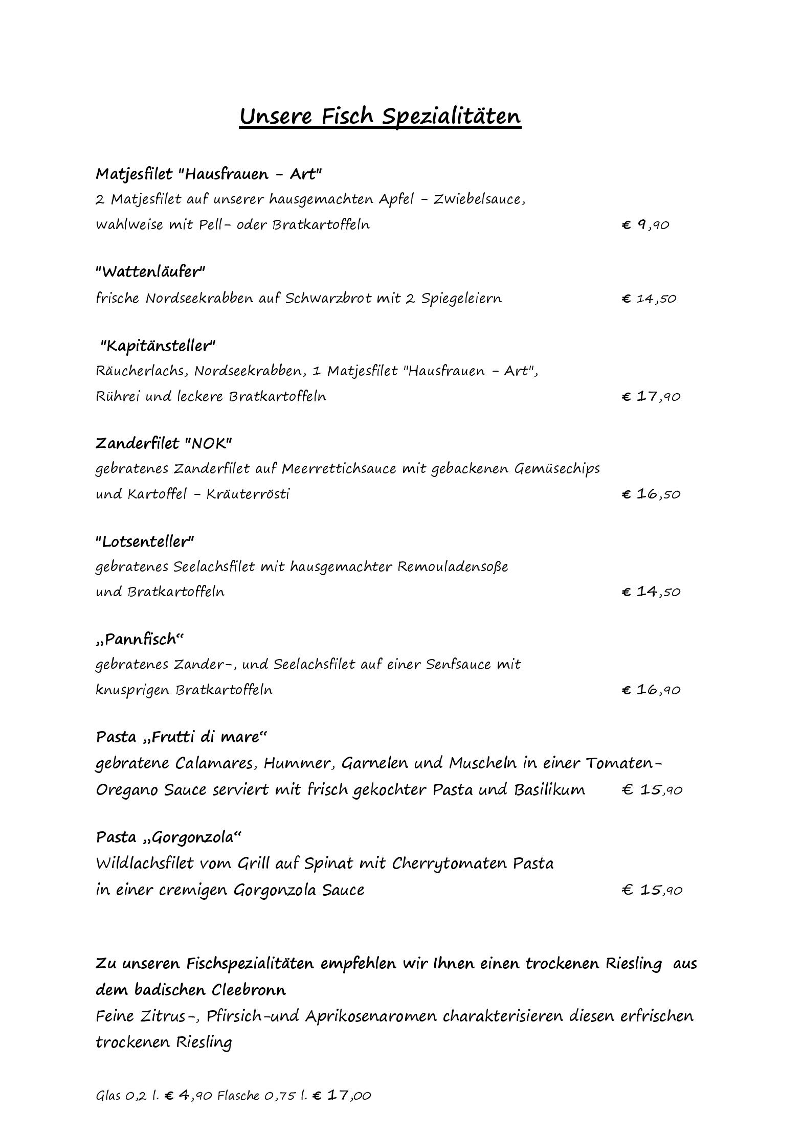 Speisekarte Kombüse im Hotel Ahoi in Breiholz, Seite 4