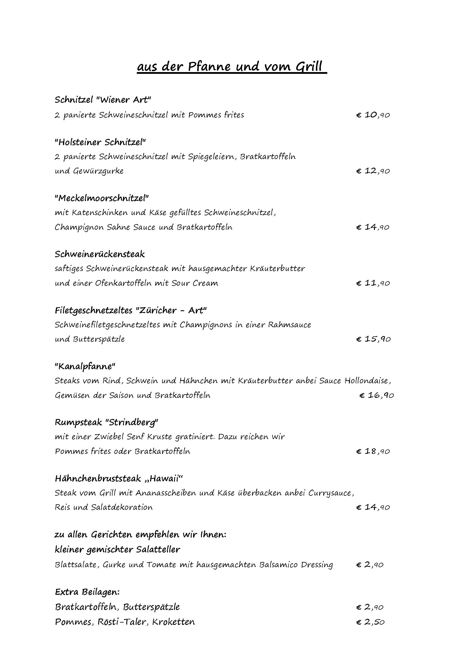 Speisekarte Kombüse im Hotel Ahoi in Breiholz, Seite 5