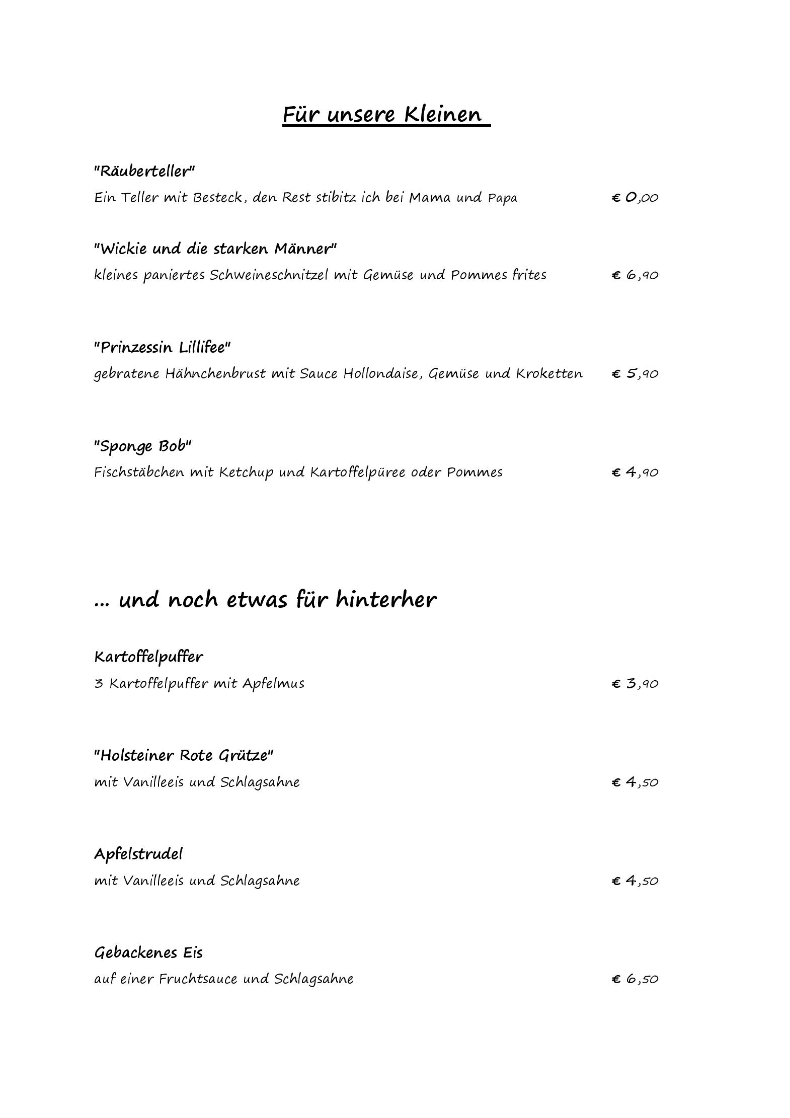Speisekarte Kombüse im Hotel Ahoi in Breiholz, Seite 6