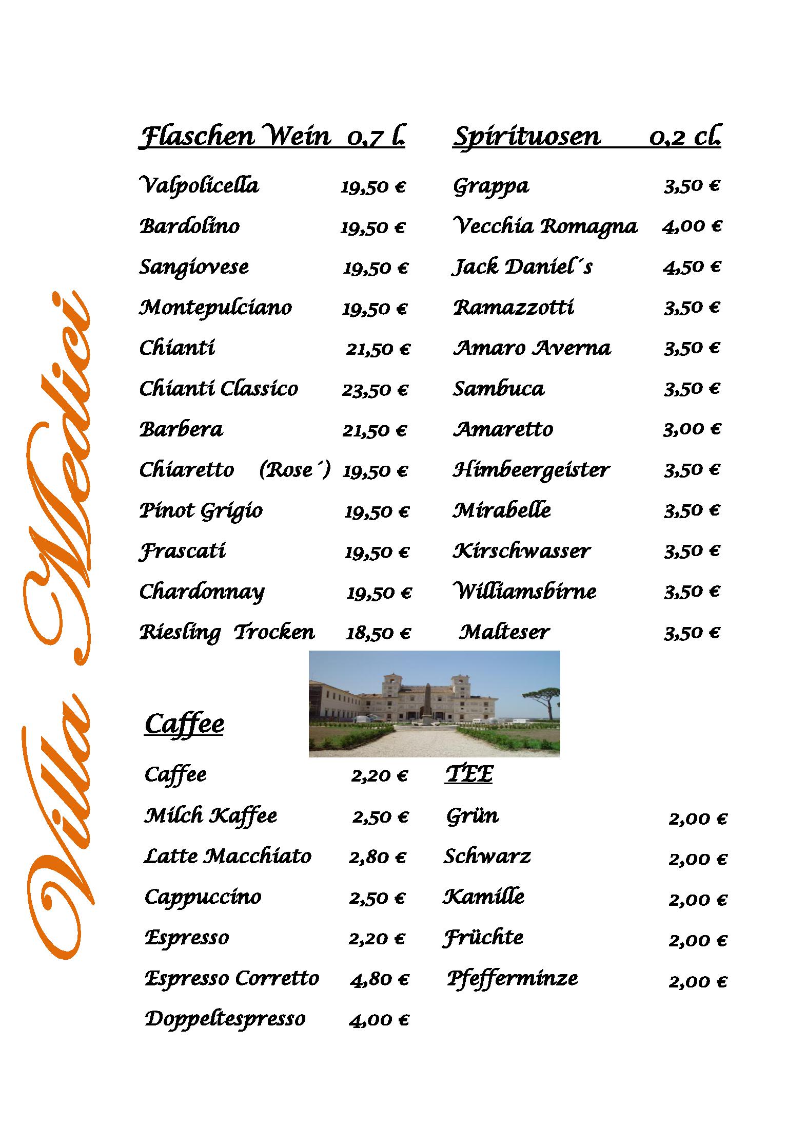 Speisekarte Hotel Ristorante Villa Medici in Enkenbach-Alsenborn, Seite 11