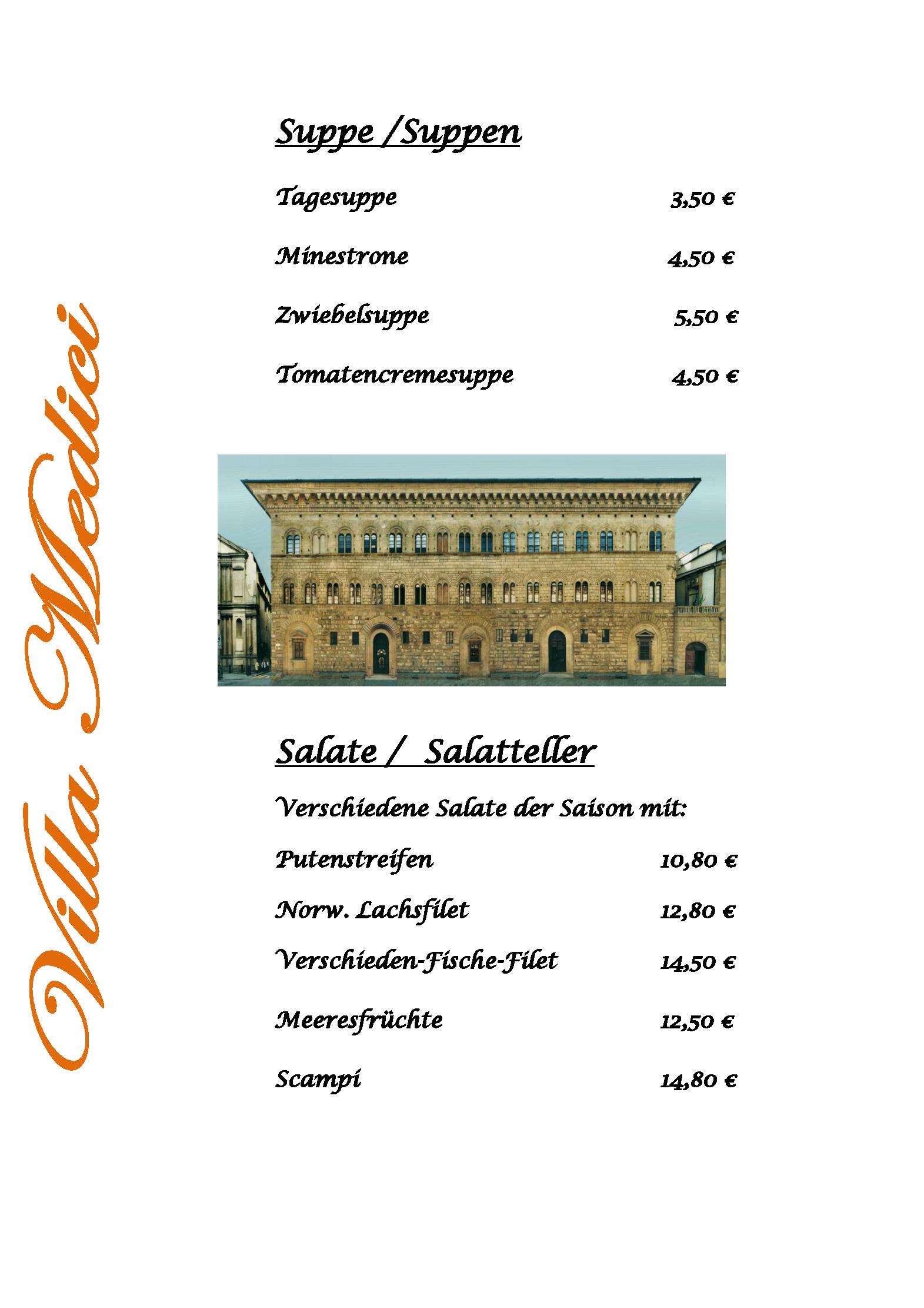 Speisekarte Hotel Ristorante Villa Medici in Enkenbach-Alsenborn, Seite 2