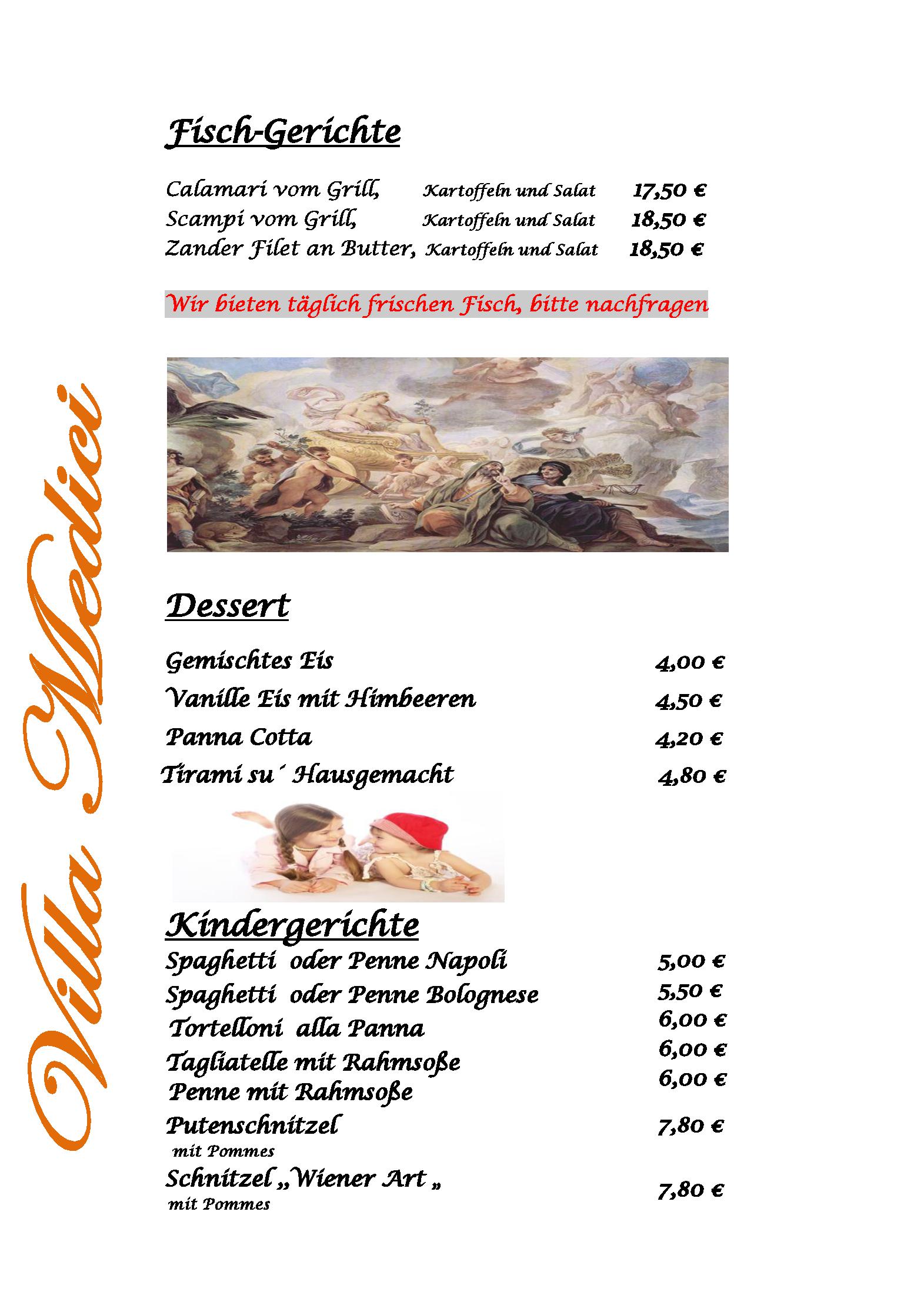 Speisekarte Hotel Ristorante Villa Medici in Enkenbach-Alsenborn, Seite 8