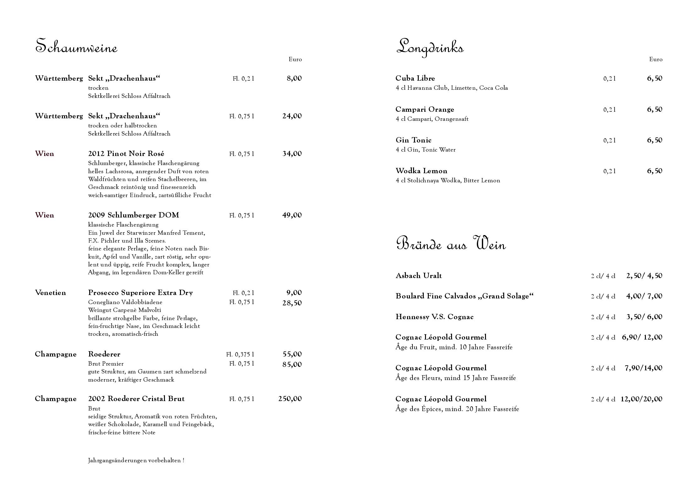 Speisekarte Restaurant & Cafe Drachenhaus in Potsdam, Seite 13