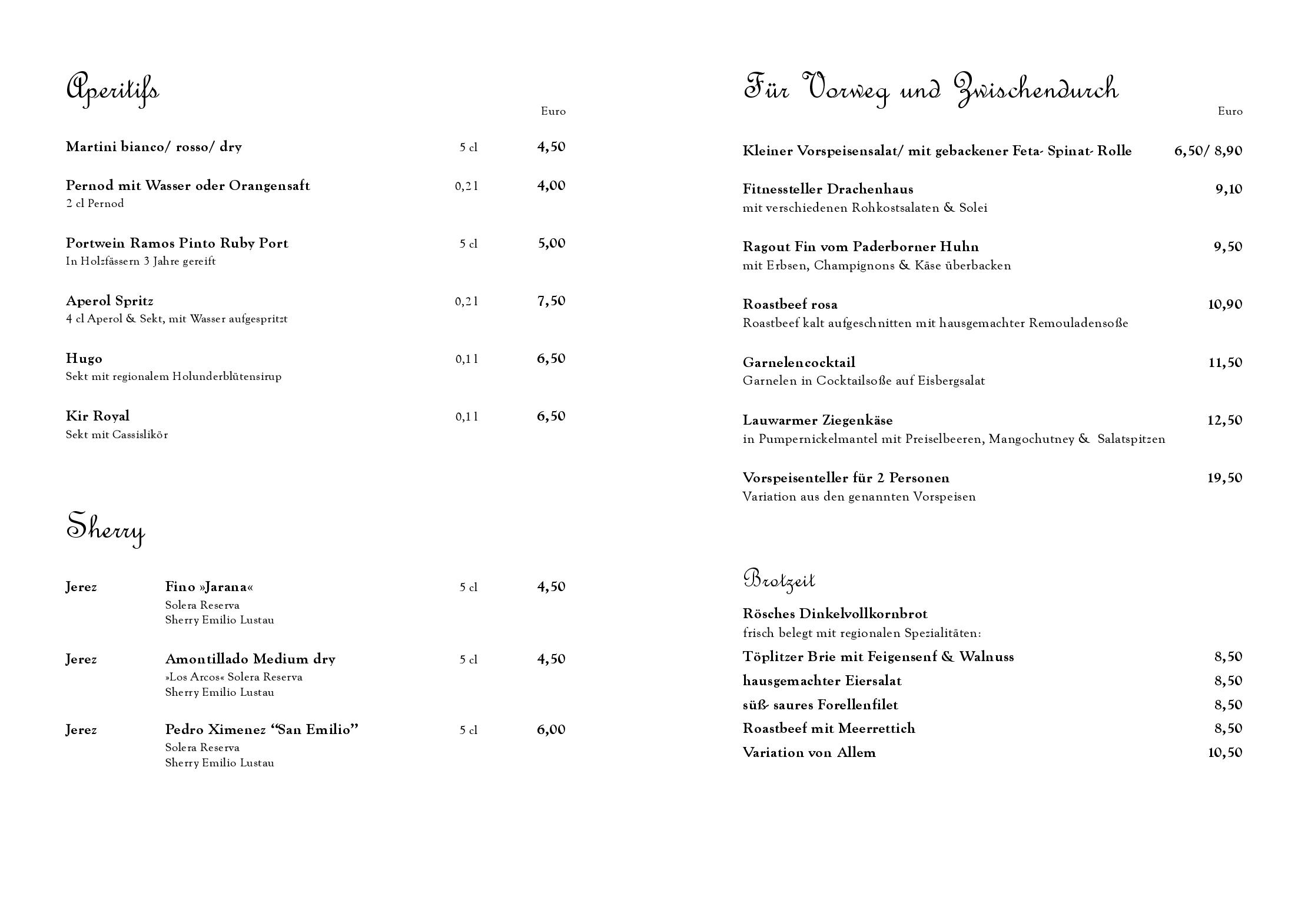 Speisekarte Restaurant & Cafe Drachenhaus in Potsdam, Seite 4