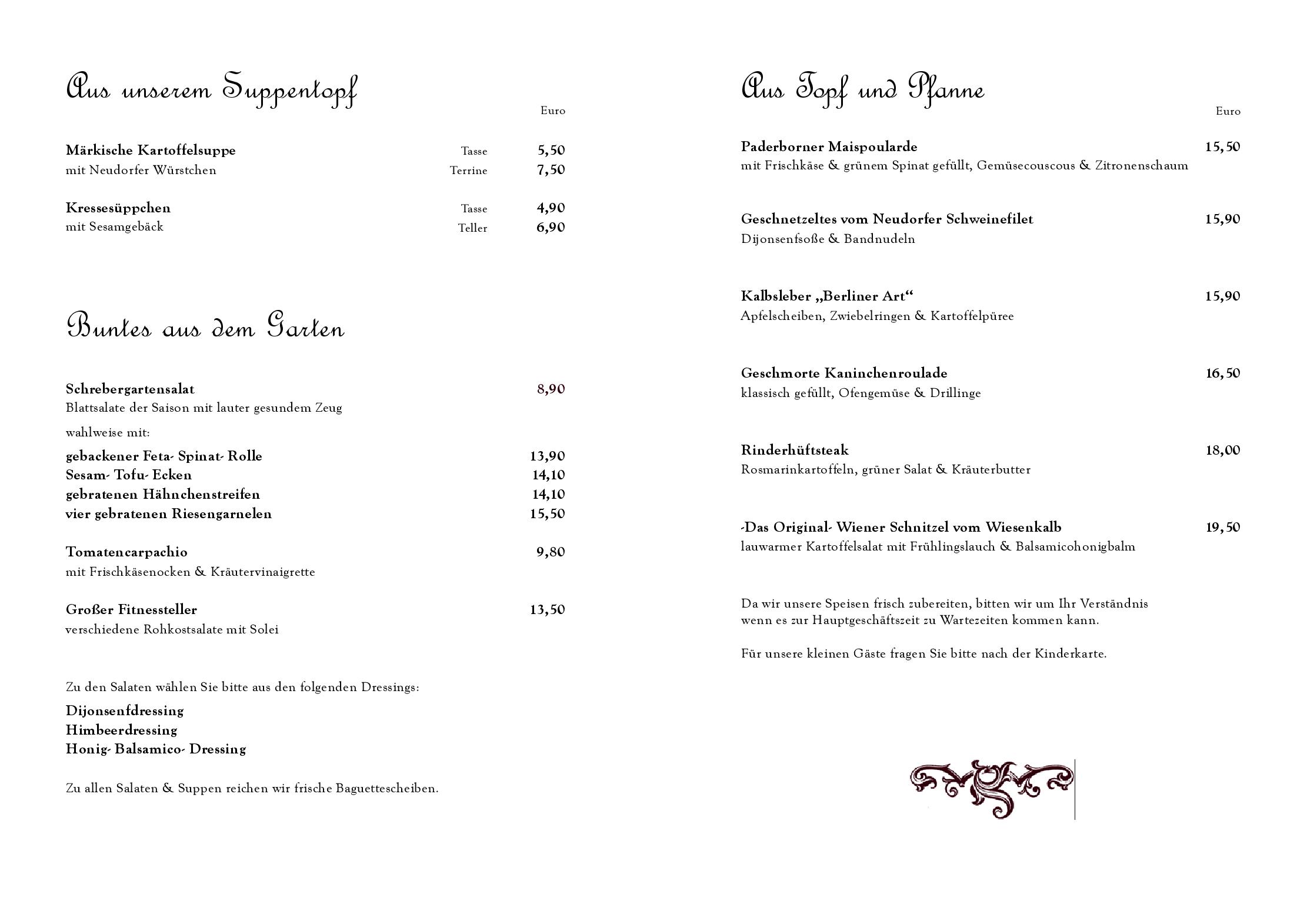 Speisekarte Restaurant & Cafe Drachenhaus in Potsdam, Seite 5