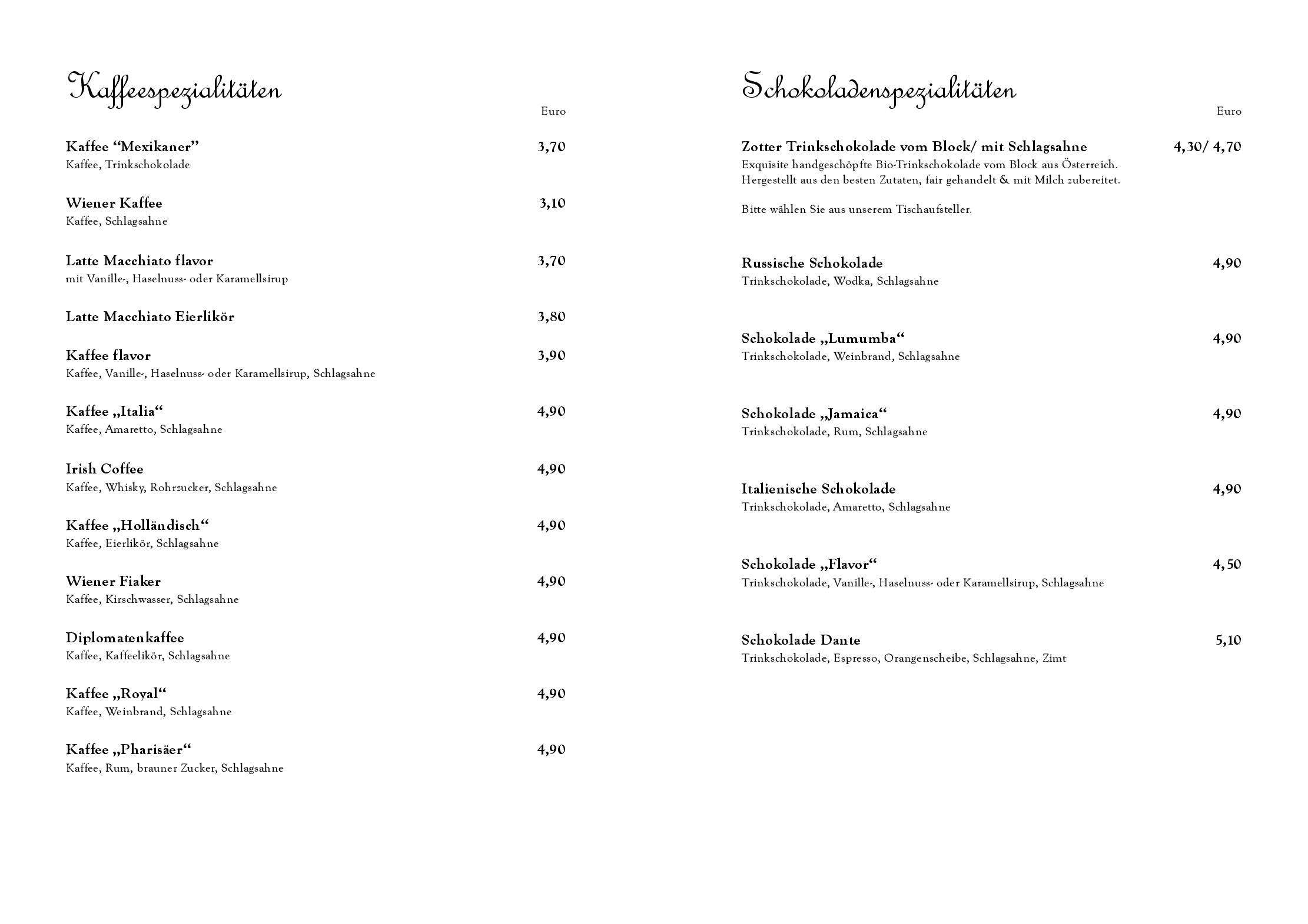 Speisekarte Restaurant & Cafe Drachenhaus in Potsdam, Seite 9