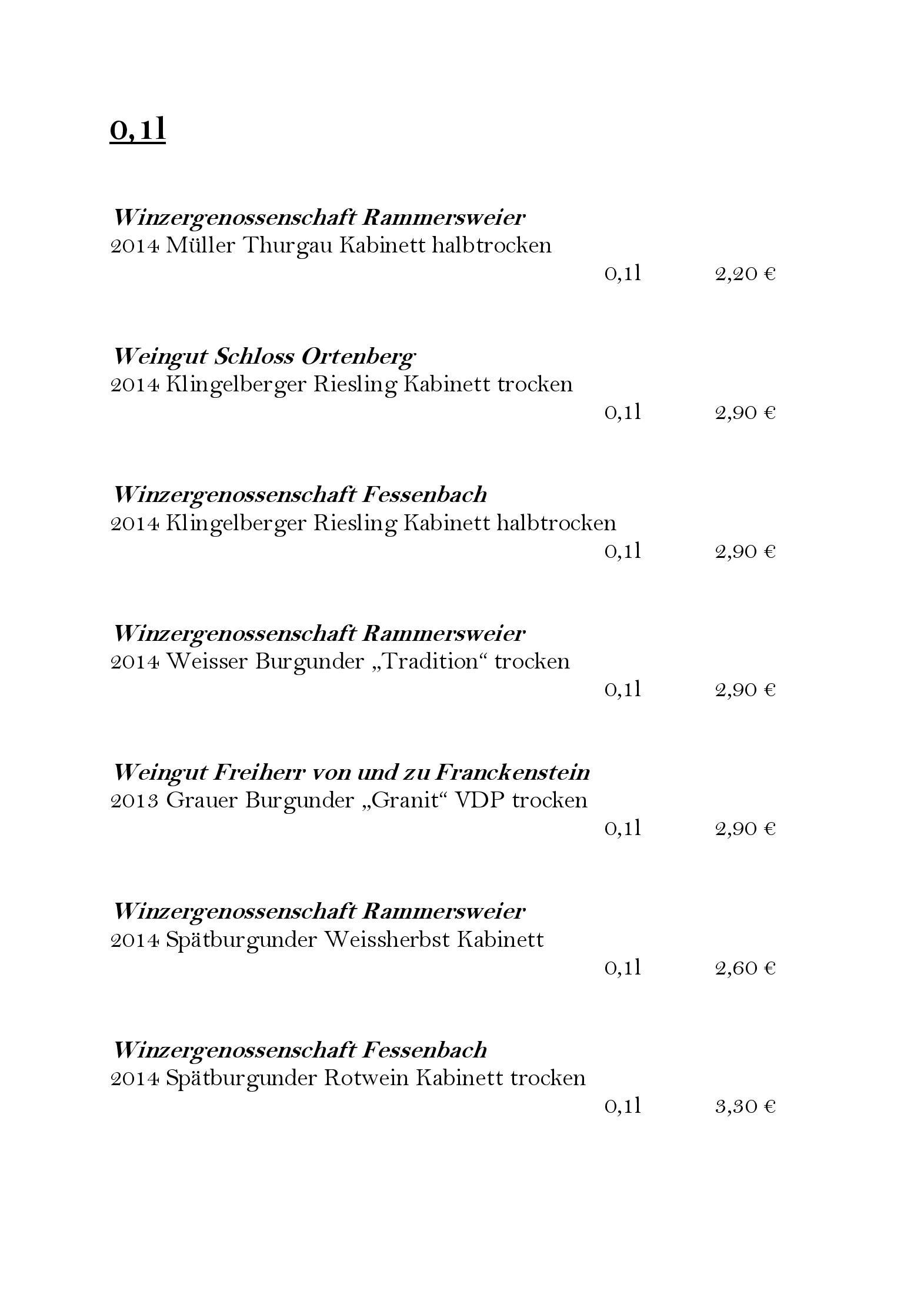 Speisekarte zum Salmen  in Offenburg, Seite 4