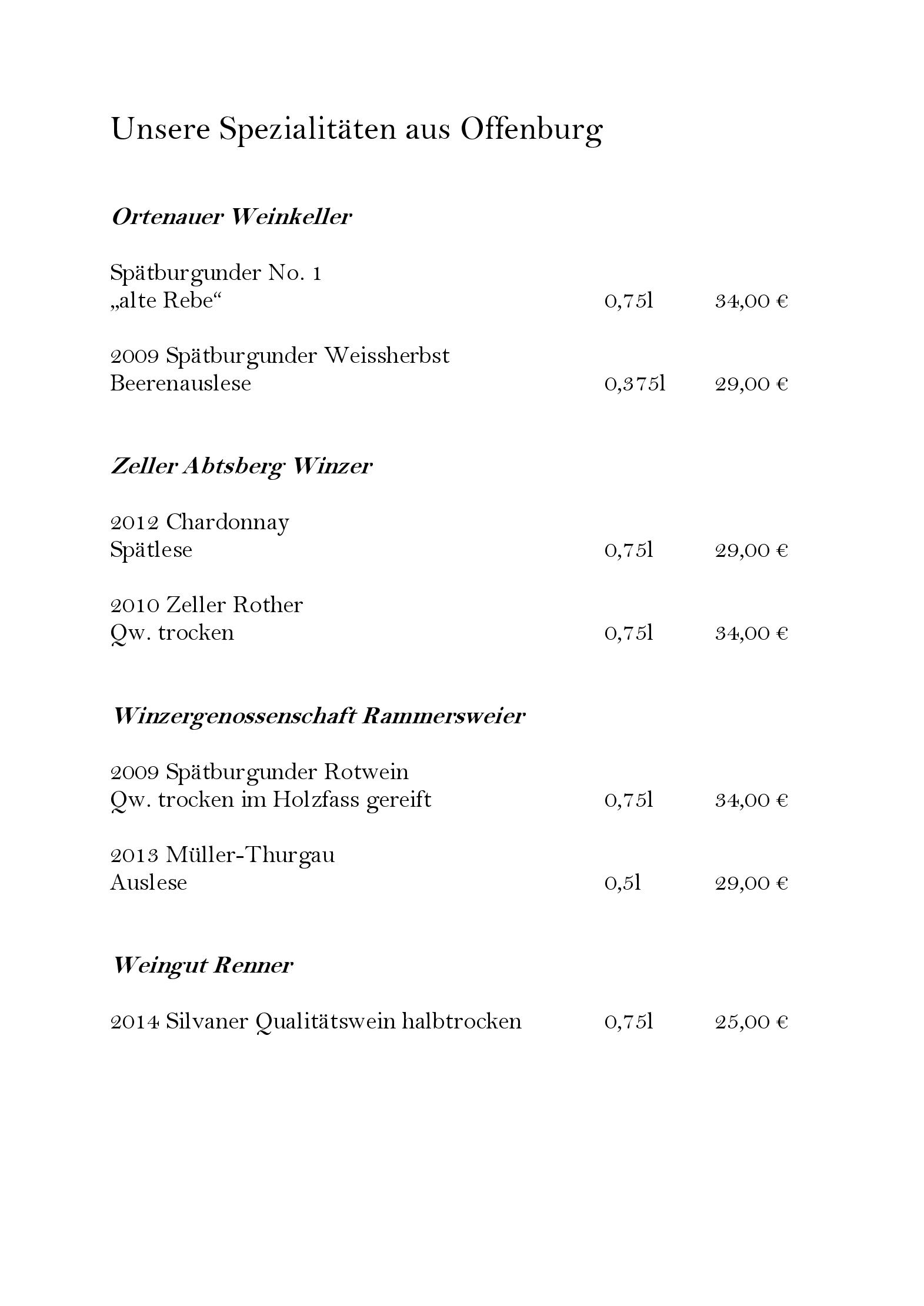 Speisekarte zum Salmen  in Offenburg, Seite 5