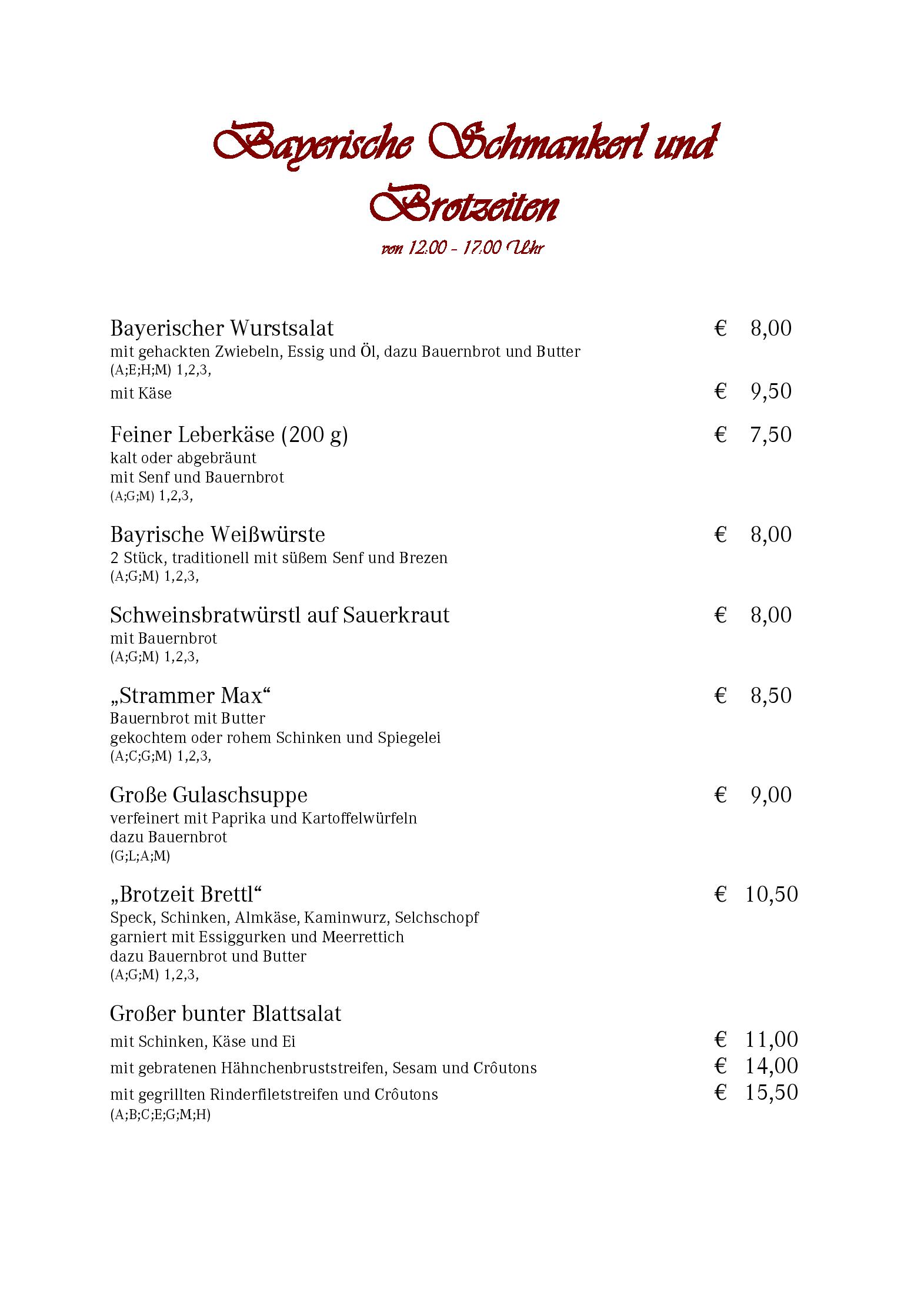 Speisekarte Parkhotel Wallgau in Wallgau, Seite 1