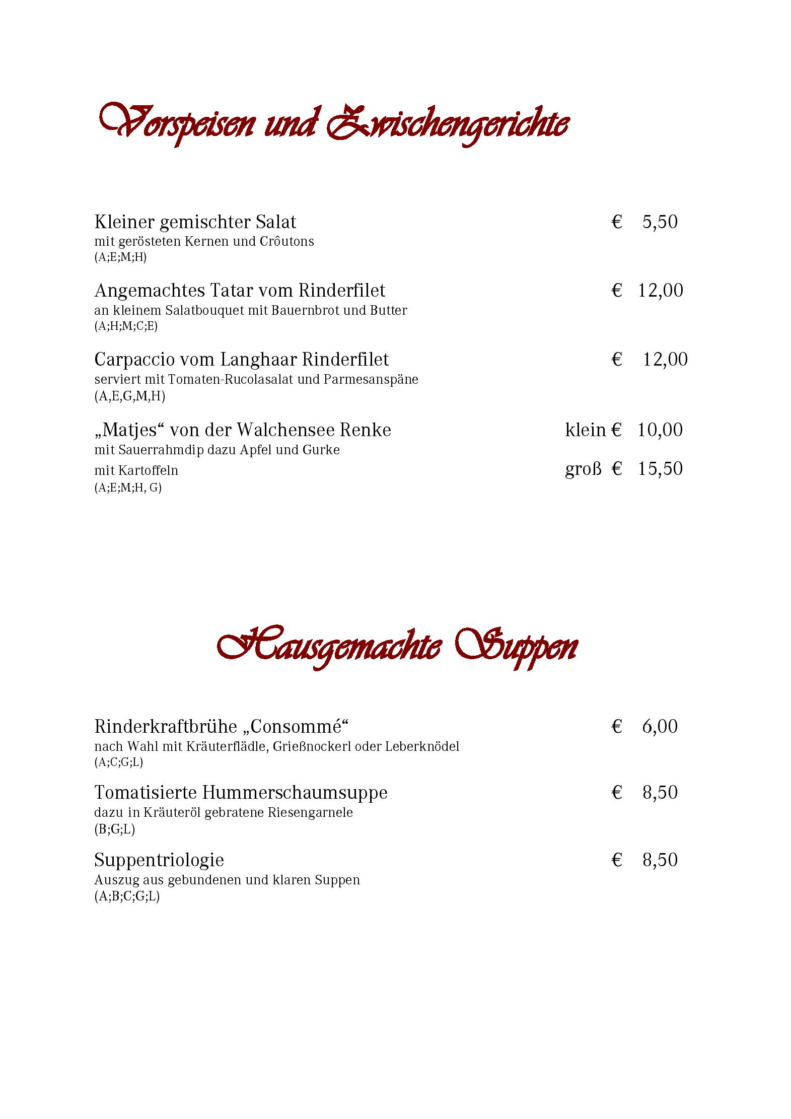 Speisekarte Parkhotel Wallgau in Wallgau, Seite 2